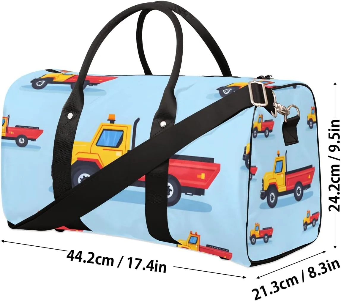 Transportation Truck Travel Duffle Bag for Women Men Gym Duffel Foldable Bag Waterproof Weekender Excavator Vehicle Duffle Tote