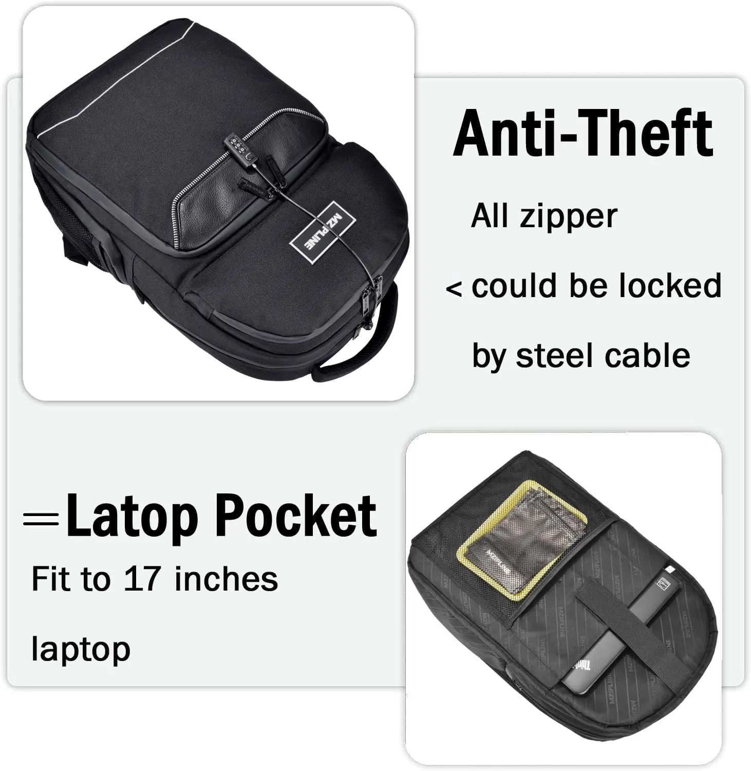 Travel Backpack Bag Anti-Theft Business Laptop Backpack with Lock,Large Daypack Travel bags for College Men & Women (Black)