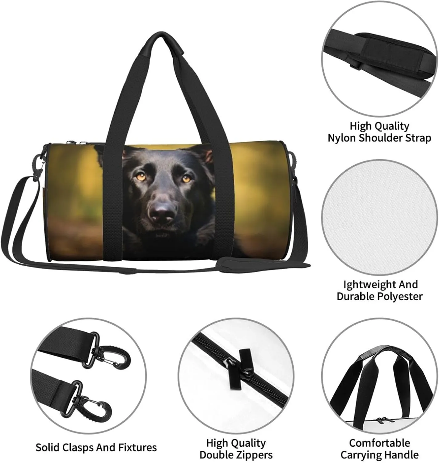 Travel Bag For Women,Black German Shepherd Dog Print Personal Item Duffle Bags,Weekend Travel Duffel Tote Bag,Travel Sport Gym Bag For Men,Airplane Travel Essentials For Flying