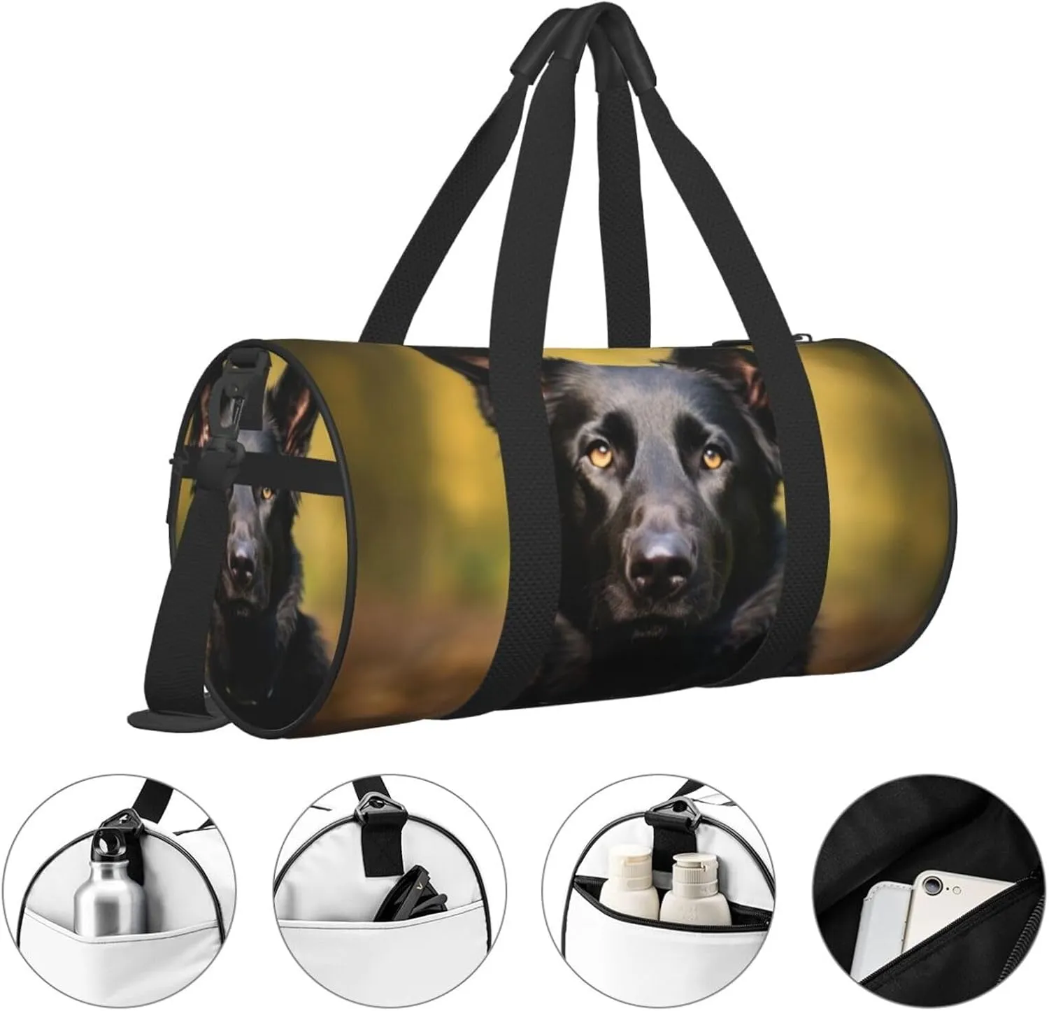 Travel Bag For Women,Black German Shepherd Dog Print Personal Item Duffle Bags,Weekend Travel Duffel Tote Bag,Travel Sport Gym Bag For Men,Airplane Travel Essentials For Flying