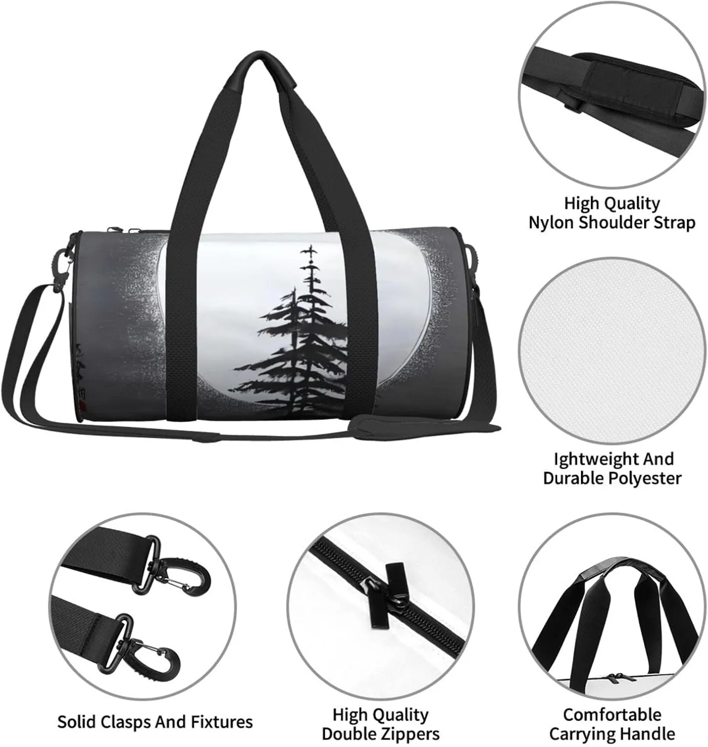 Travel Bag For Women,Moon Pine Tree Print Personal Item Duffle Bags,Weekend Travel Duffel Tote Bag,Travel Sport Gym Bag For Men,Airplane Travel Essentials For Flying