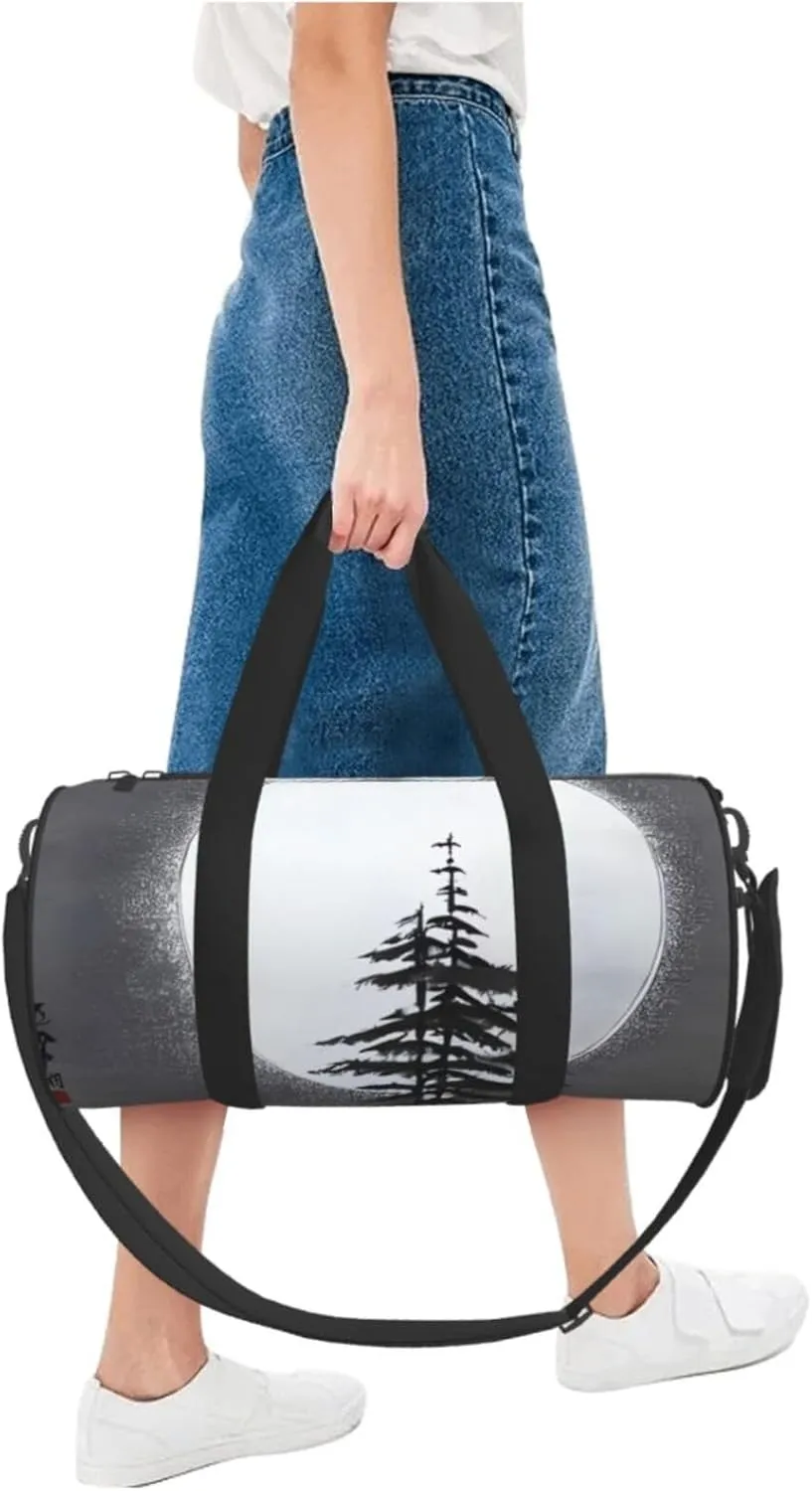 Travel Bag For Women,Moon Pine Tree Print Personal Item Duffle Bags,Weekend Travel Duffel Tote Bag,Travel Sport Gym Bag For Men,Airplane Travel Essentials For Flying