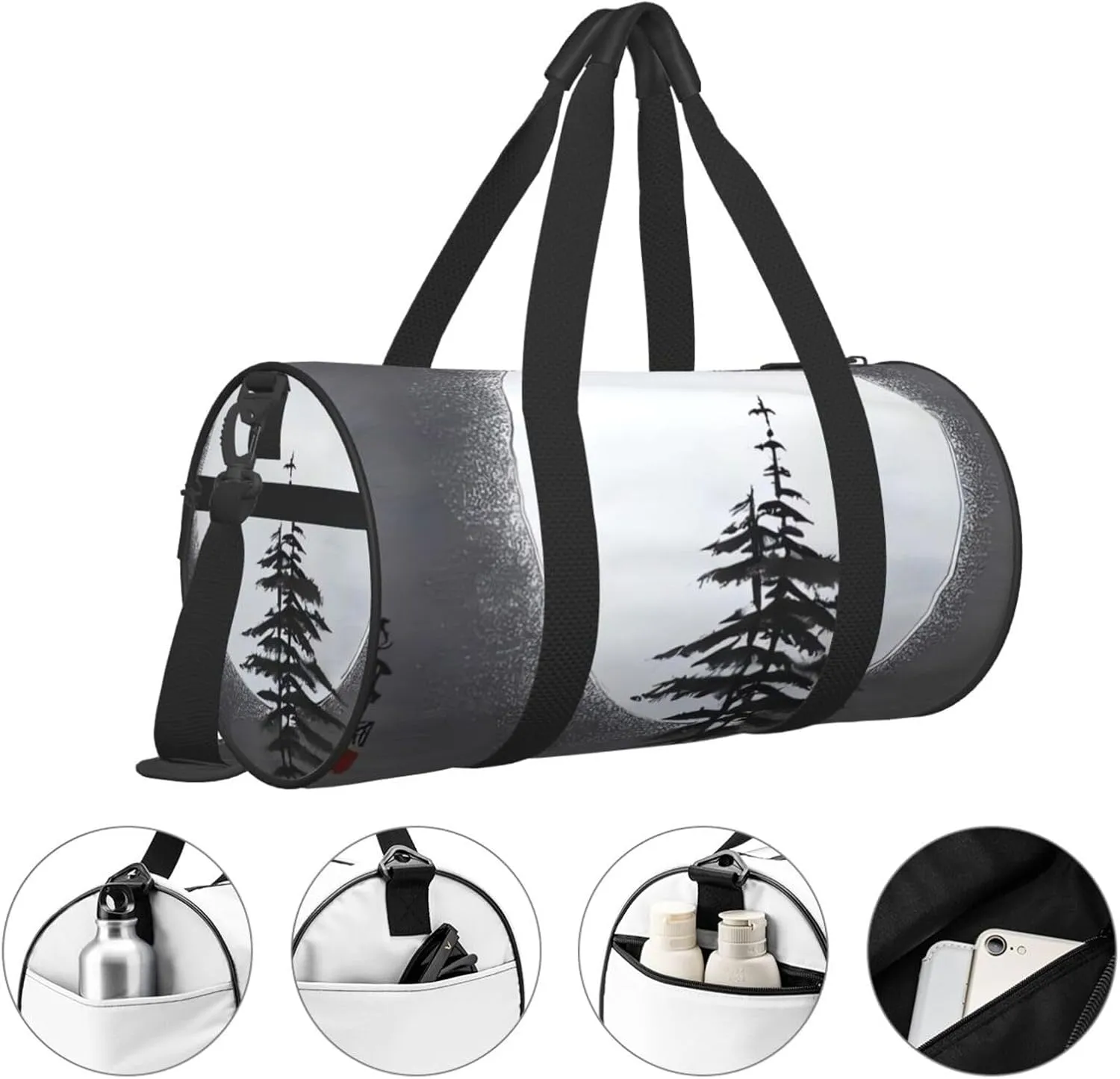 Travel Bag For Women,Moon Pine Tree Print Personal Item Duffle Bags,Weekend Travel Duffel Tote Bag,Travel Sport Gym Bag For Men,Airplane Travel Essentials For Flying