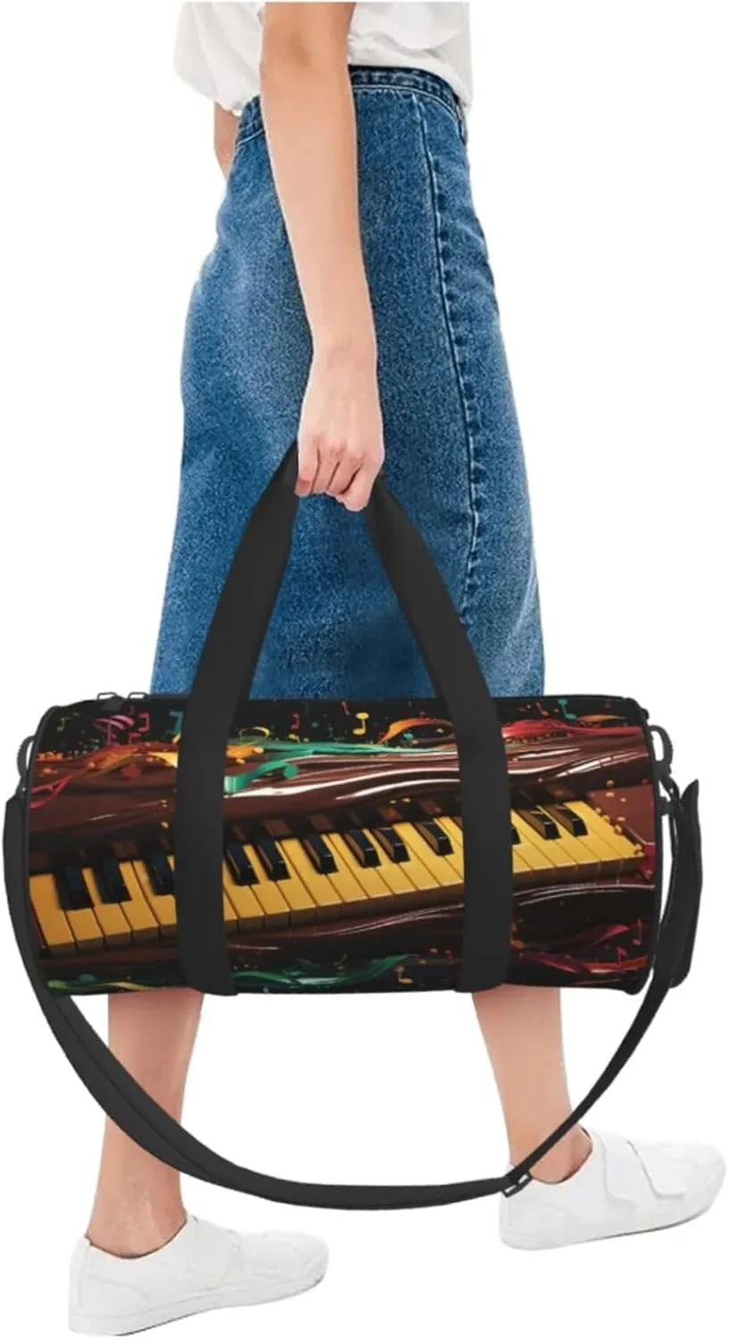 Travel Duffel Bag Colorful Notes And Musical Keyboard Weekender Overnight Bag For Men Women Large Capacity Sports Gym Bag Canvas Carry On Tote Bags For Travel Yoga