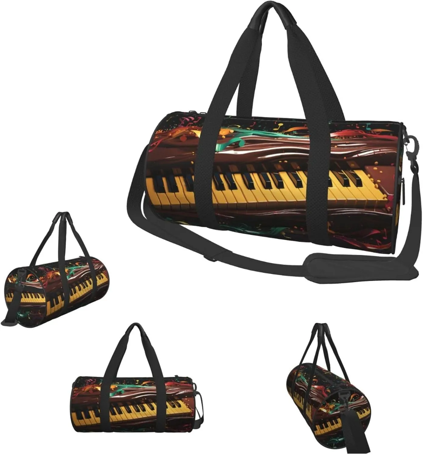 Travel Duffel Bag Colorful Notes And Musical Keyboard Weekender Overnight Bag For Men Women Large Capacity Sports Gym Bag Canvas Carry On Tote Bags For Travel Yoga