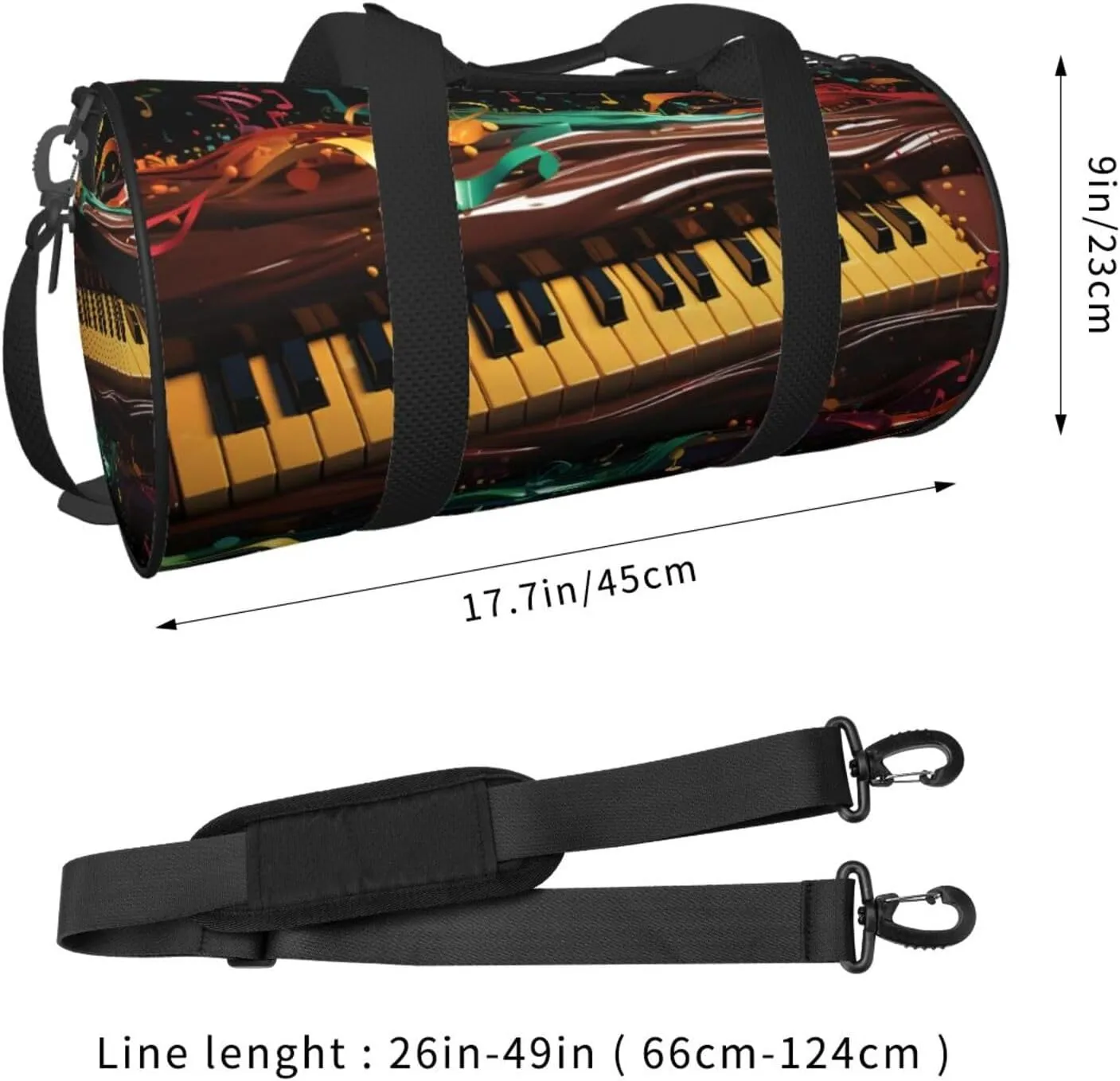 Travel Duffel Bag Colorful Notes And Musical Keyboard Weekender Overnight Bag For Men Women Large Capacity Sports Gym Bag Canvas Carry On Tote Bags For Travel Yoga