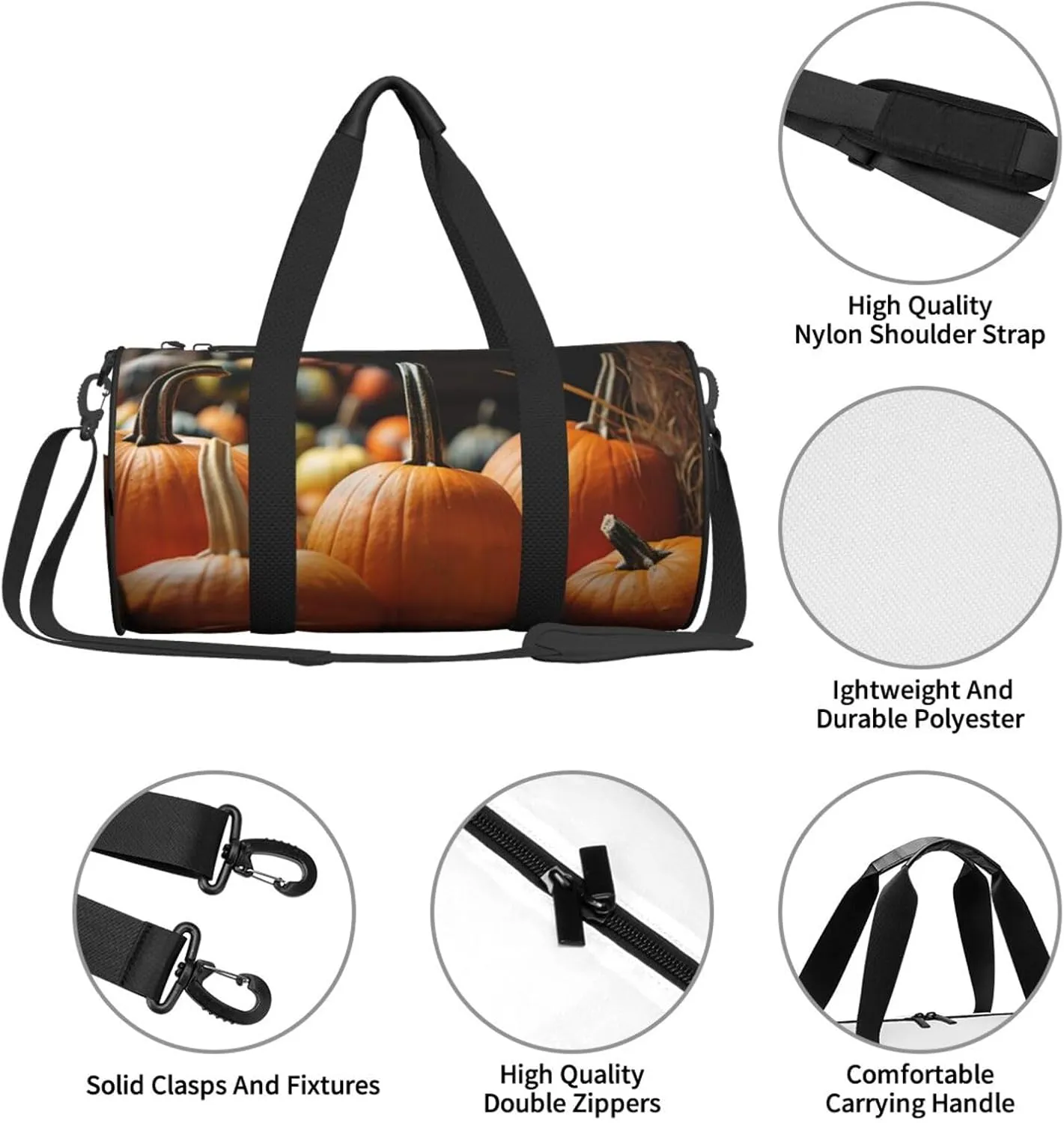 Travel Duffel Bag Fall Pumpkins Weekender Overnight Bag For Men Women Large Capacity Sports Gym Bag Canvas Carry On Tote Bags For Travel Yoga