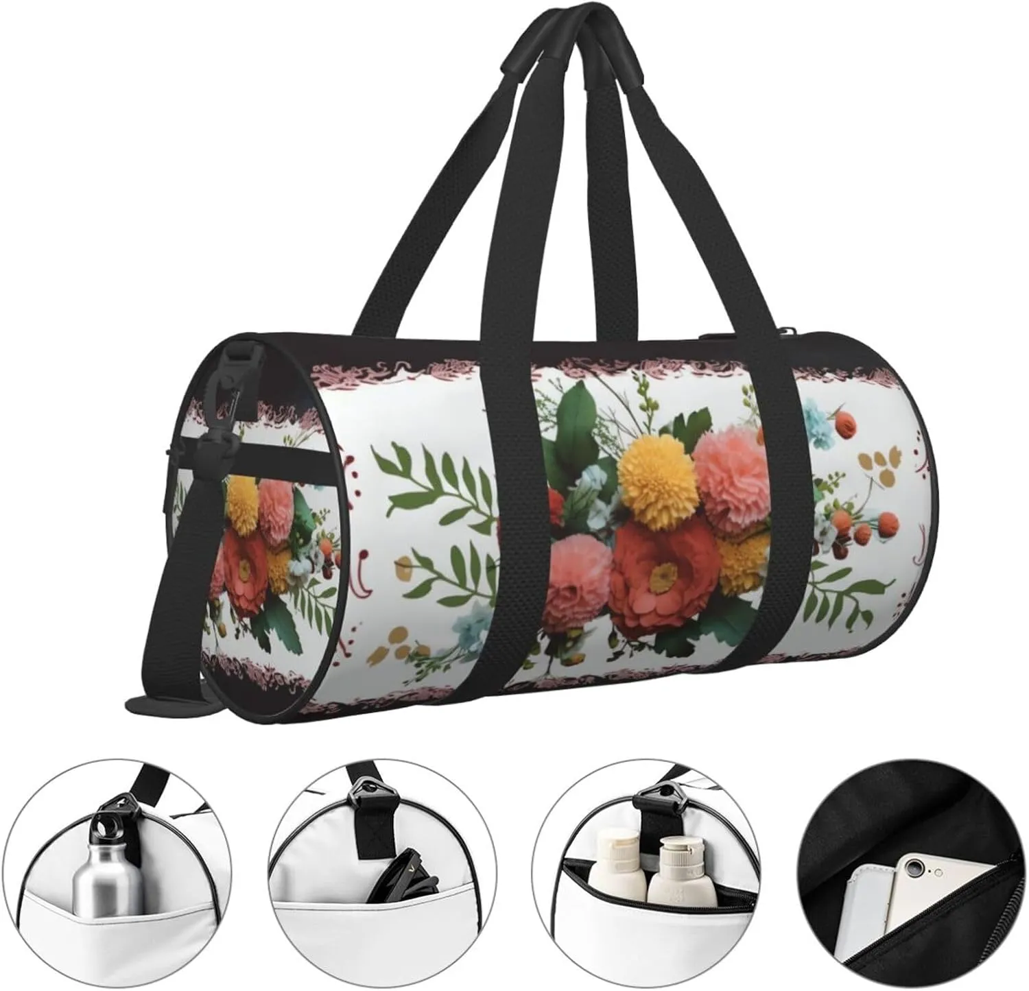 Travel Duffel Bag Flower Bouquet Weekender Overnight Bag For Men Women Large Capacity Sports Gym Bag Canvas Carry On Tote Bags For Travel Yoga