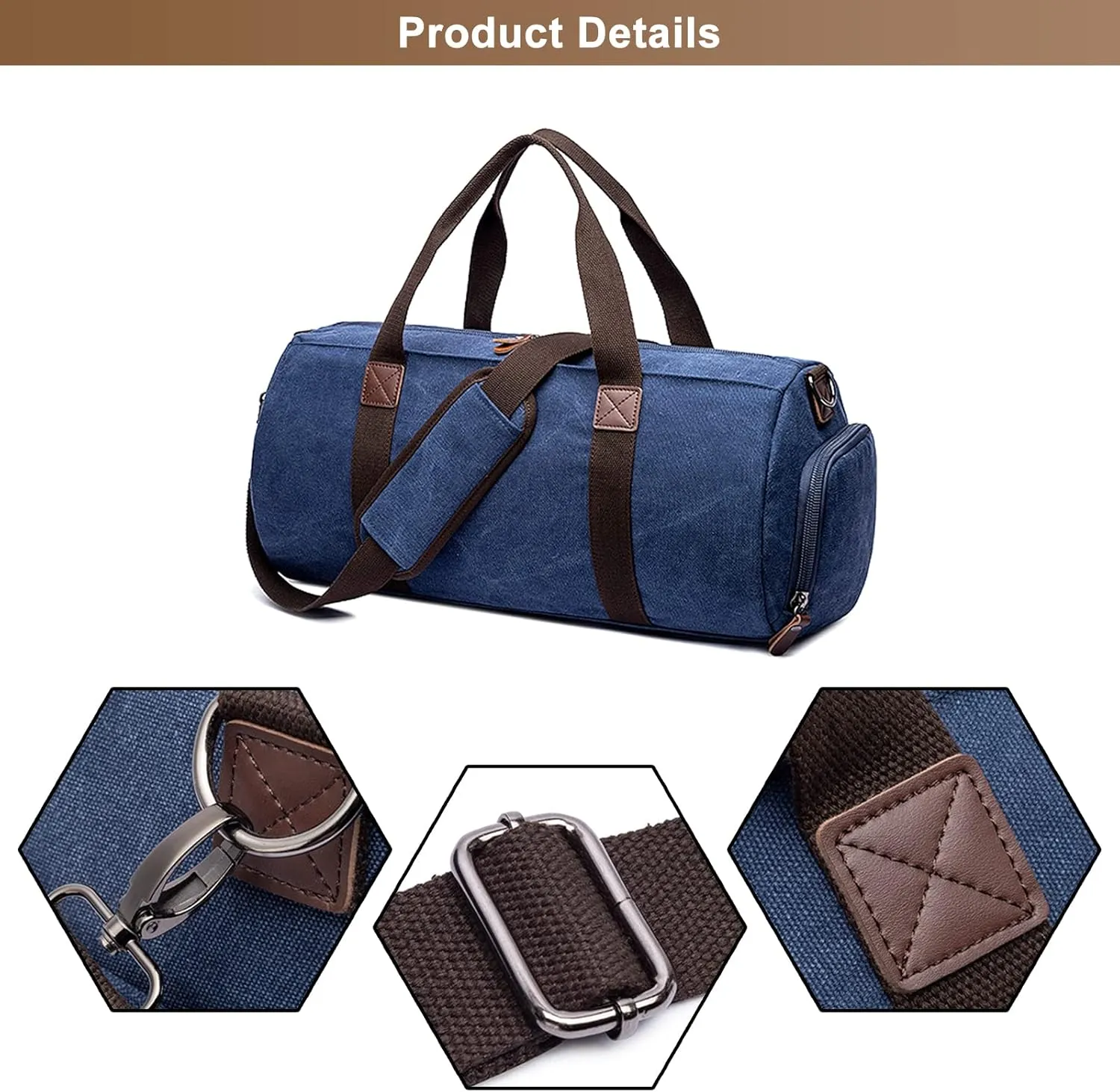 Travel Duffel Bag for Men, Canvas Crossbody Shoulder Bag Large Capacity Satchel Bags for Climbing Camping Hiking (Blue)