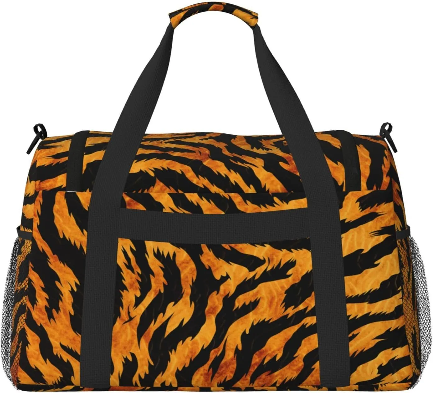 Travel Duffel Bag For Men Women, Animal Tiger Skin Print Stripe Carry On Sport Gym Bag With Shoulder Strap Lightweight Waterproof Weekender Bag Overnight Bag