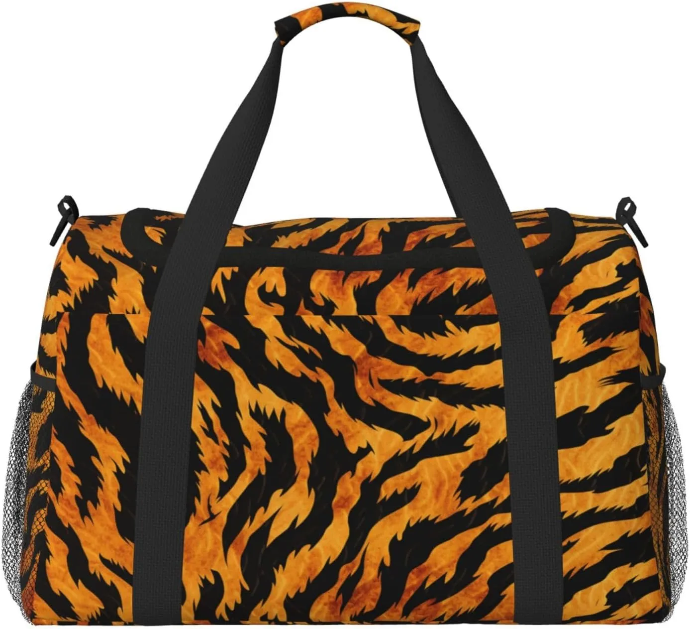 Travel Duffel Bag For Men Women, Animal Tiger Skin Print Stripe Carry On Sport Gym Bag With Shoulder Strap Lightweight Waterproof Weekender Bag Overnight Bag