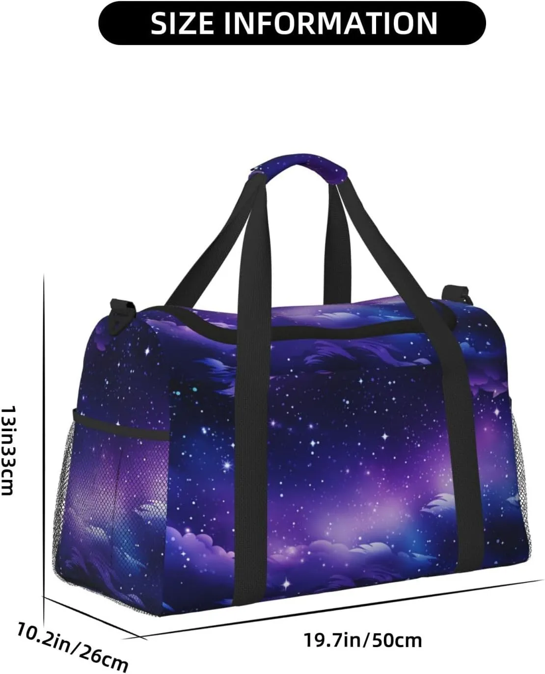 Travel Duffel Bag For Men Women, Purple Galaxy Nebula Carry On Sport Gym Bag With Shoulder Strap Lightweight Waterproof Weekender Bag Overnight Bag