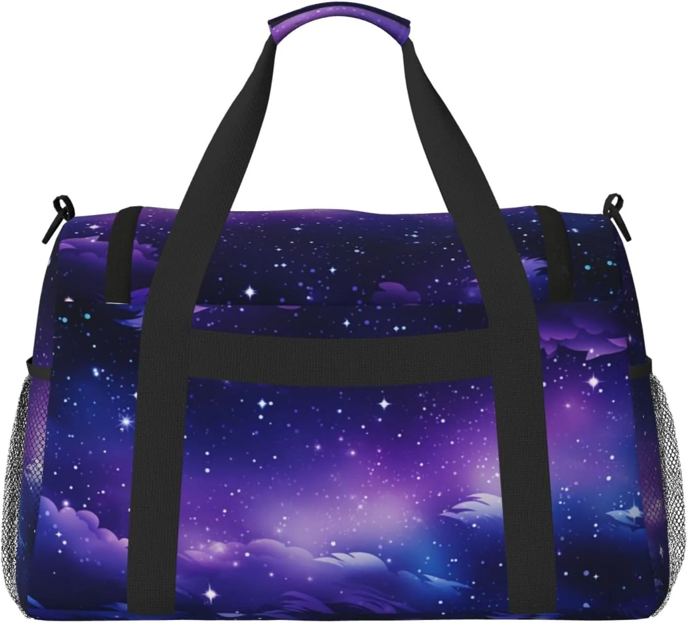 Travel Duffel Bag For Men Women, Purple Galaxy Nebula Carry On Sport Gym Bag With Shoulder Strap Lightweight Waterproof Weekender Bag Overnight Bag