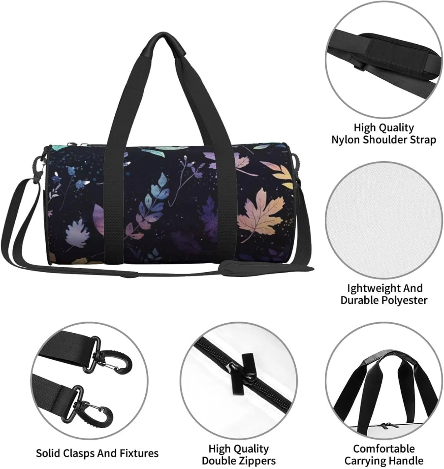 Travel Duffel Bag Leaves On Starry Sk Weekender Overnight Bag For Men Women Large Capacity Sports Gym Bag Canvas Carry On Tote Bags For Travel Yoga