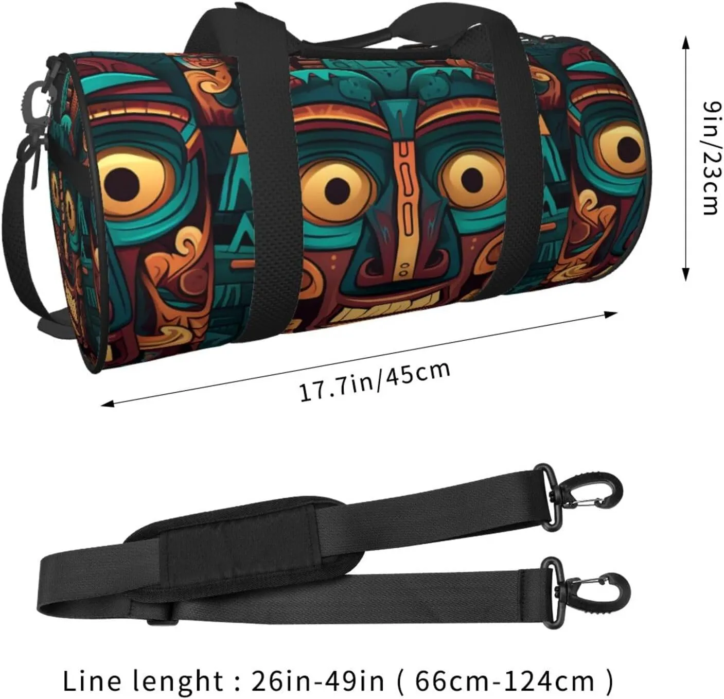 Travel Duffel Bag Tribal Mask Pattern Weekender Overnight Bag For Men Women Large Capacity Sports Gym Bag Canvas Carry On Tote Bags For Travel Yoga