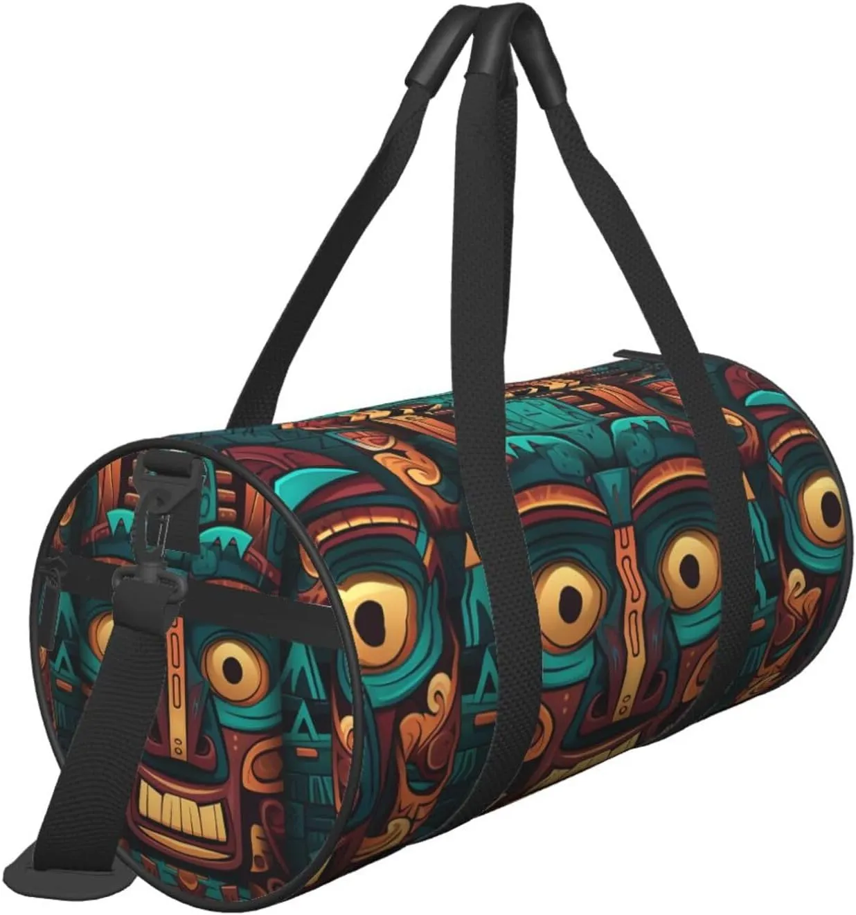Travel Duffel Bag Tribal Mask Pattern Weekender Overnight Bag For Men Women Large Capacity Sports Gym Bag Canvas Carry On Tote Bags For Travel Yoga