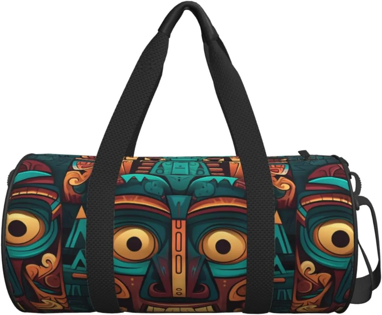 Travel Duffel Bag Tribal Mask Pattern Weekender Overnight Bag For Men Women Large Capacity Sports Gym Bag Canvas Carry On Tote Bags For Travel Yoga