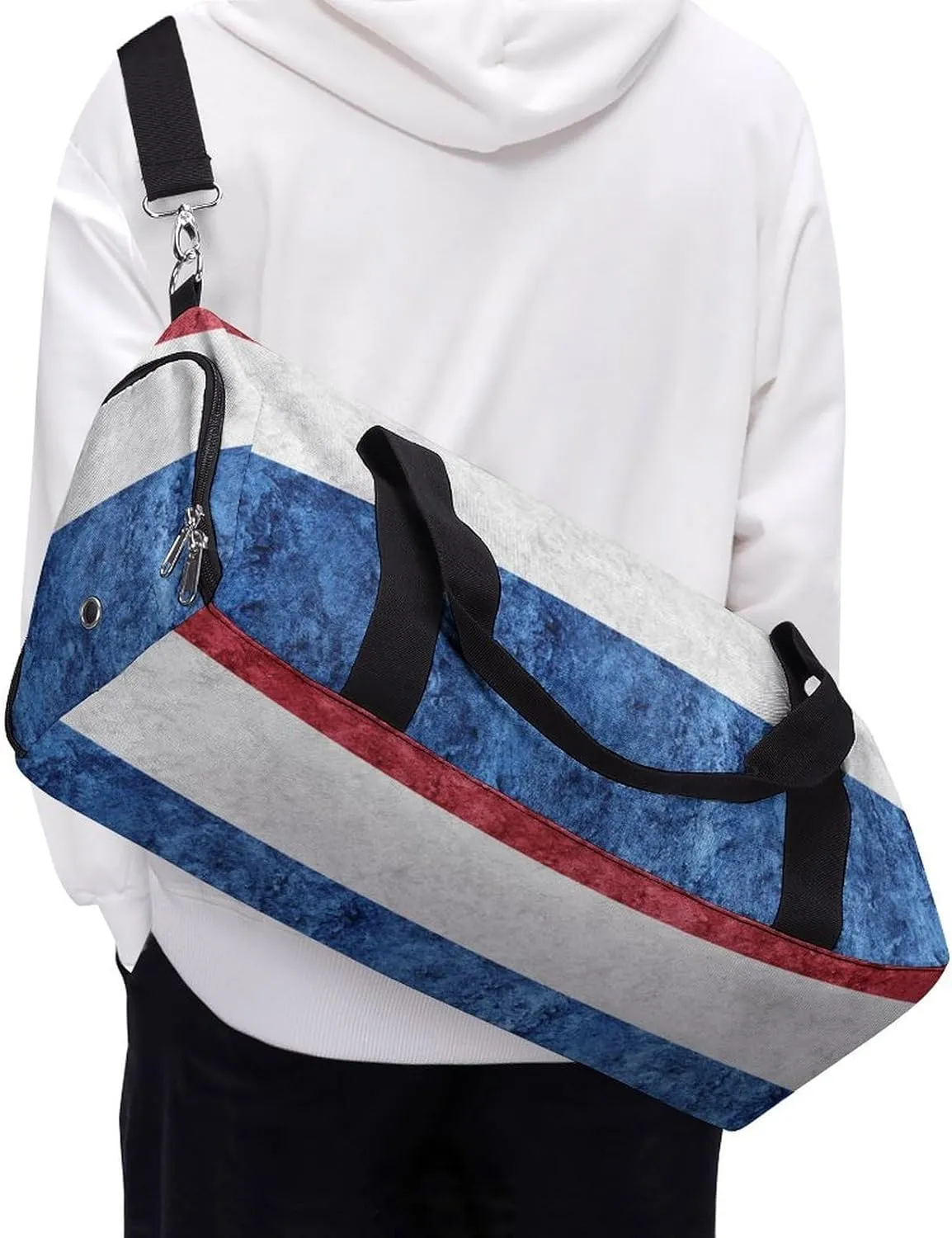 Travel Duffel Bag with Netherlands Flag Textured Shoe Compartment Waterproof Sports Gym