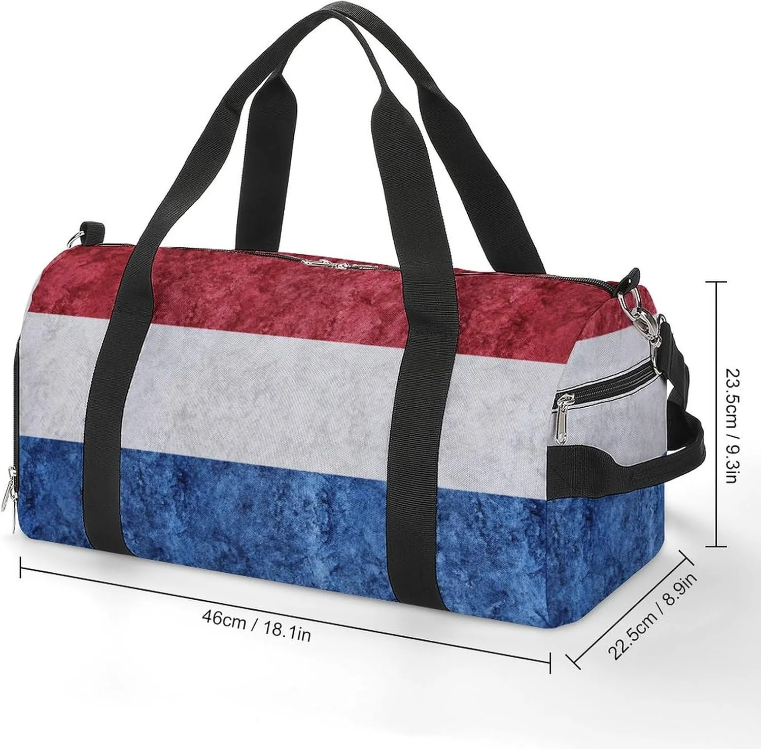 Travel Duffel Bag with Netherlands Flag Textured Shoe Compartment Waterproof Sports Gym