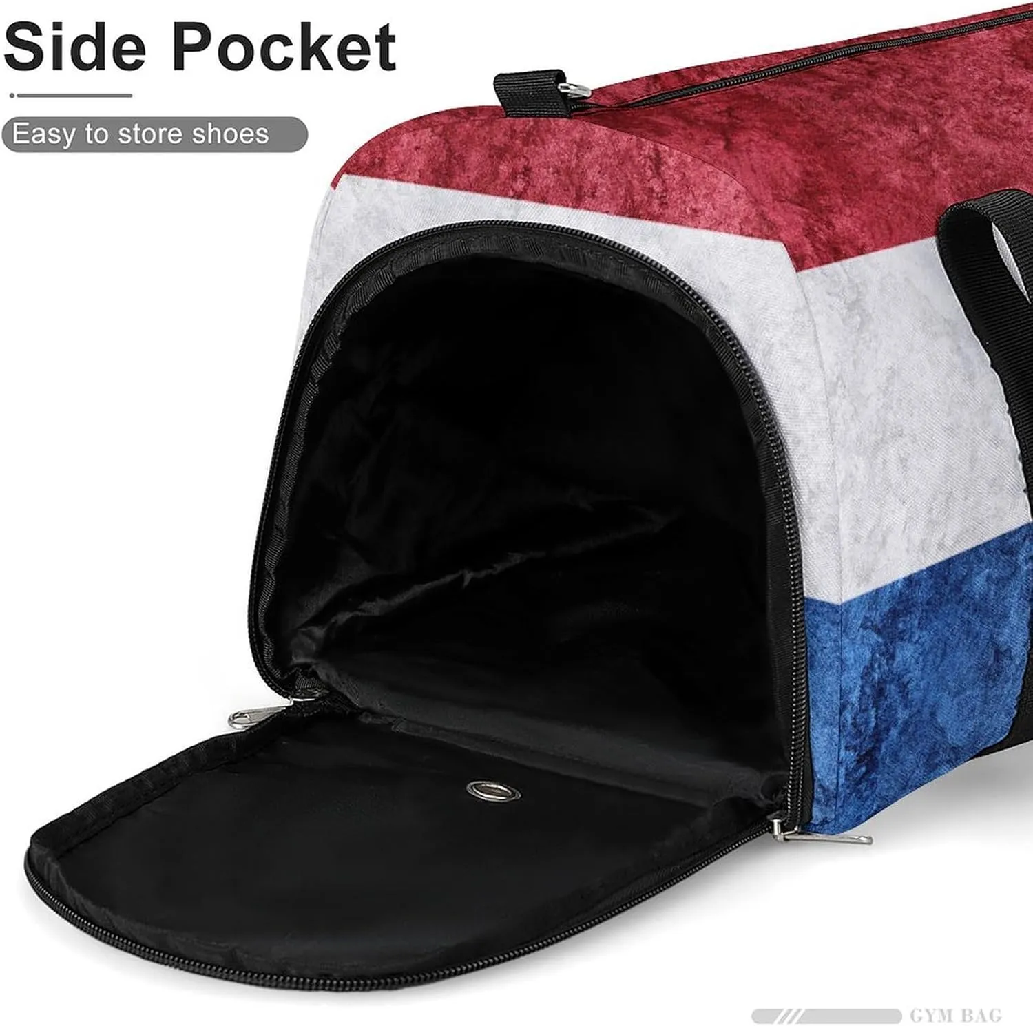 Travel Duffel Bag with Netherlands Flag Textured Shoe Compartment Waterproof Sports Gym