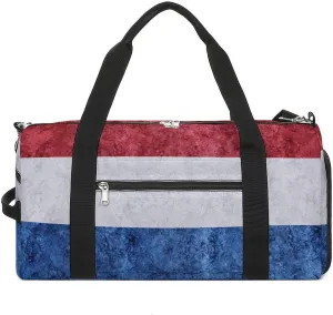 Travel Duffel Bag with Netherlands Flag Textured Shoe Compartment Waterproof Sports Gym