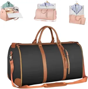 Travel Duffel Bag,Luxmega Travel Bag,Collapsible Duffle Bag with Shoe Pouch for Men Women (Black)