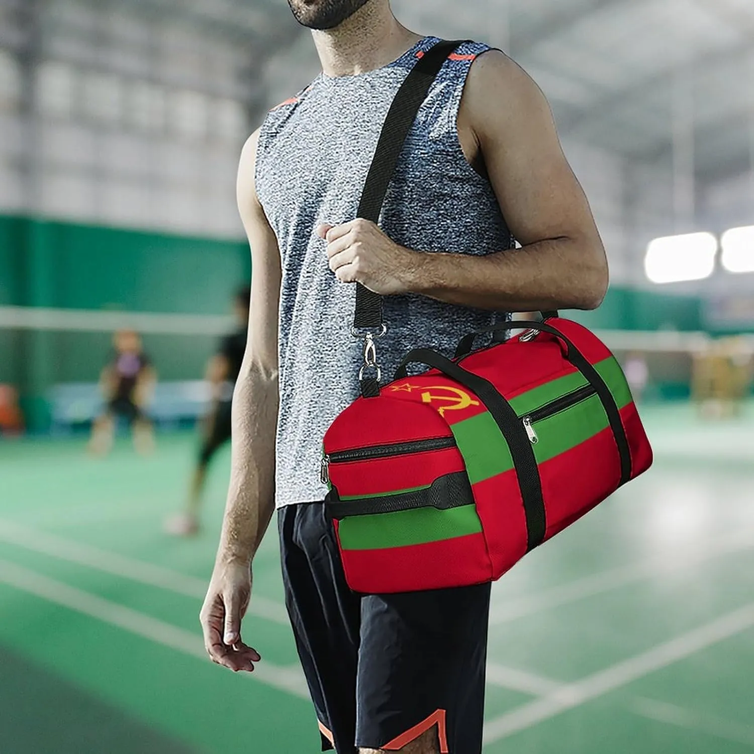Travel Duffel with Transnistria Flag for Men Women Shoe Compartment Sports Bag