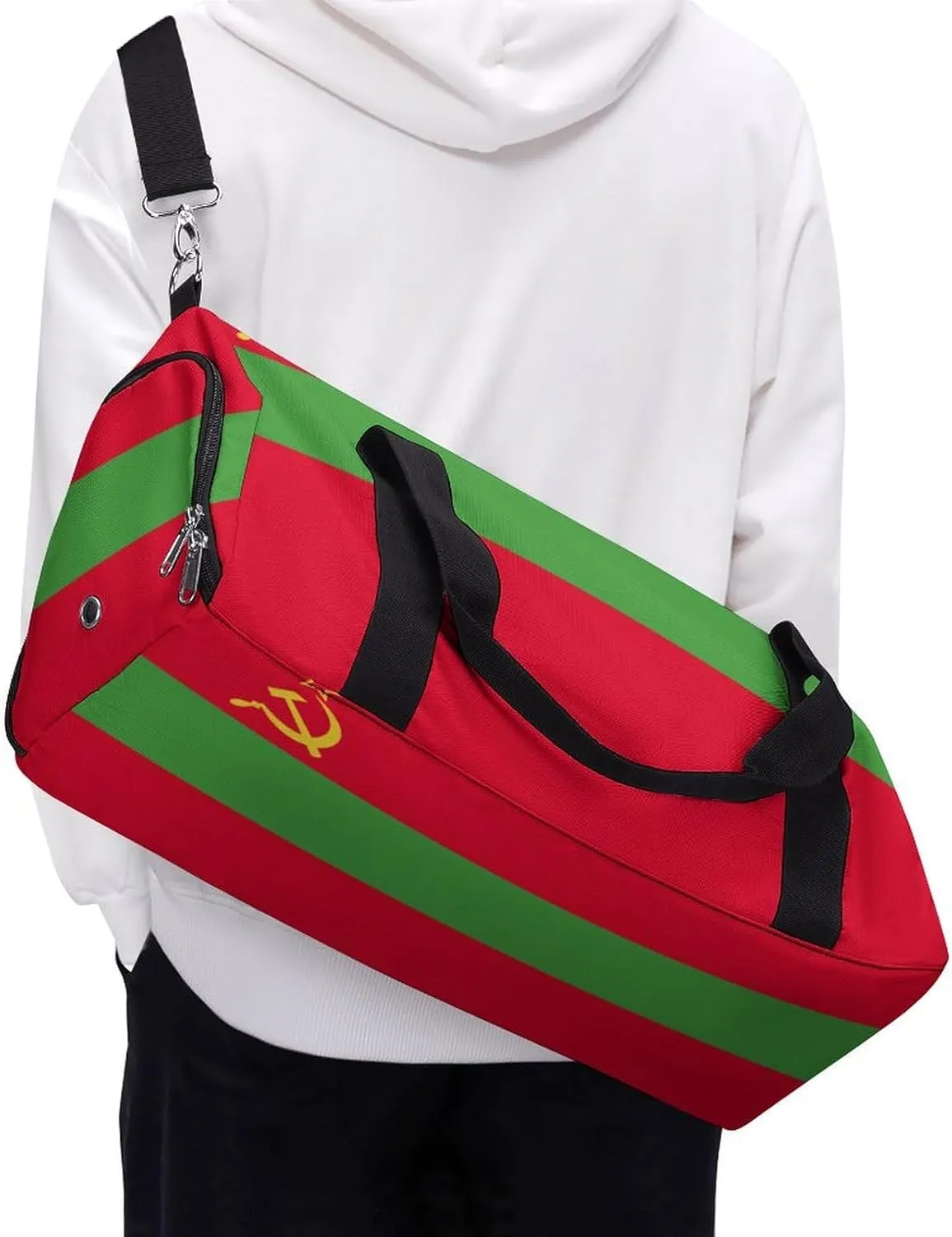 Travel Duffel with Transnistria Flag for Men Women Shoe Compartment Sports Bag