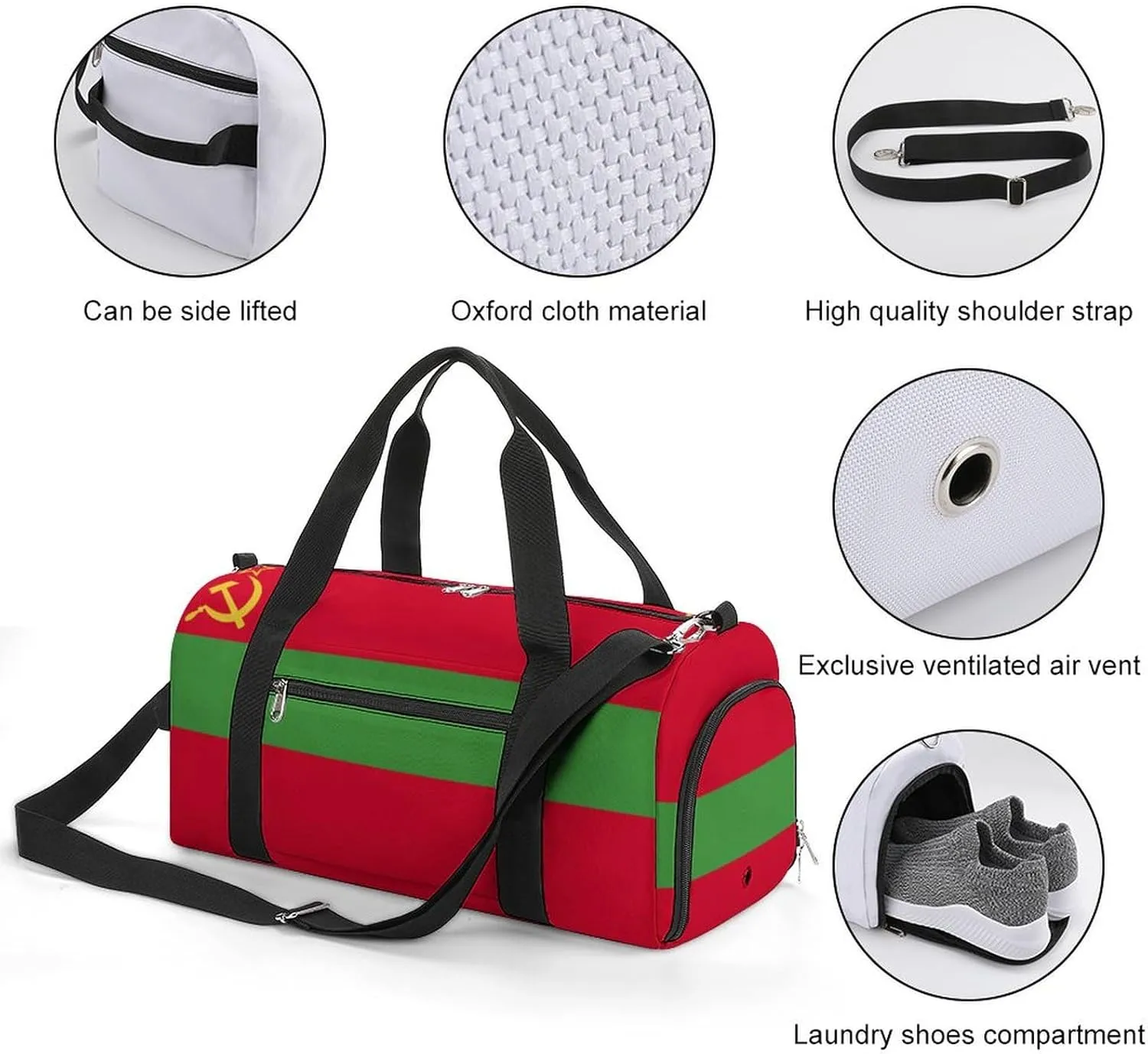 Travel Duffel with Transnistria Flag for Men Women Shoe Compartment Sports Bag