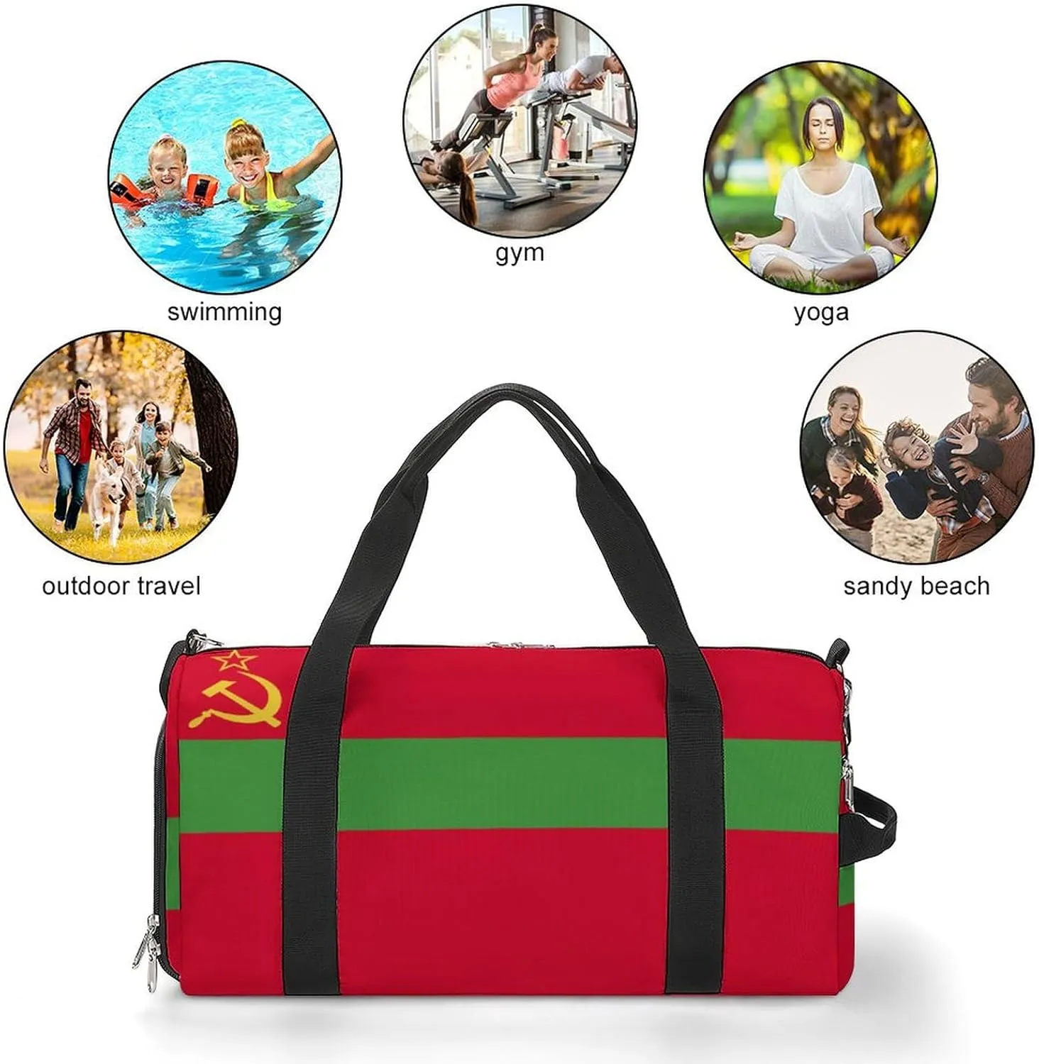 Travel Duffel with Transnistria Flag for Men Women Shoe Compartment Sports Bag