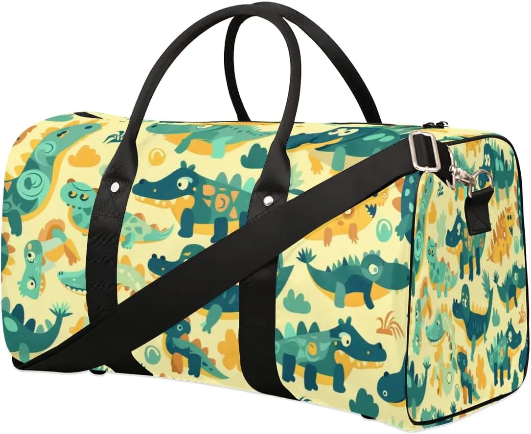 Travel Duffle Bag Cartoon Alligator Foldable Travel Bags for Men Women, 17 Inch Gym Bag Workout Bag Carry on Weekender Overnight Bag for Gym Travel