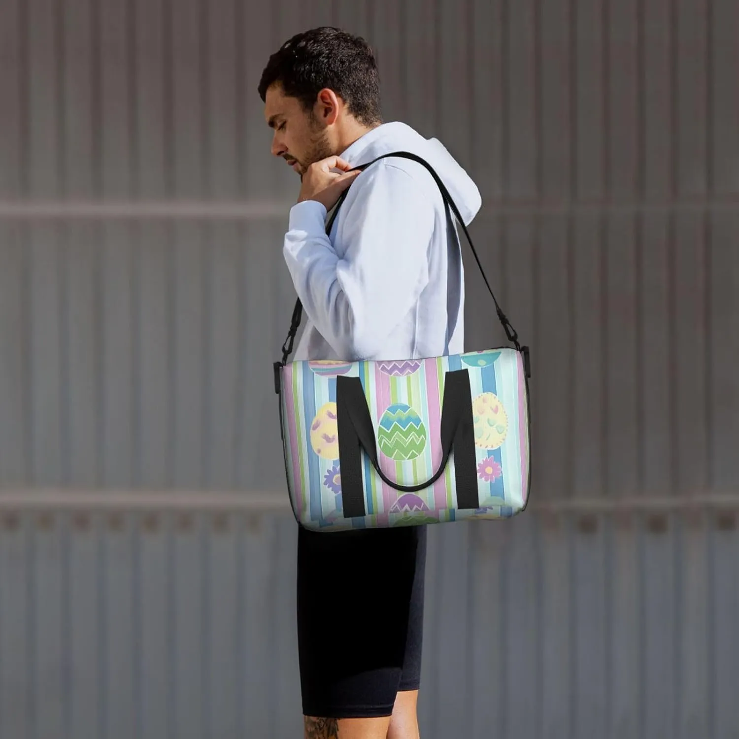 Travel Duffle Bag Cartoon Easter Eggs Weekender Overnight Bags Luggage Bag for Women Men Waterproof Sports Gym Bag Hand Bag with Shoulder Strap