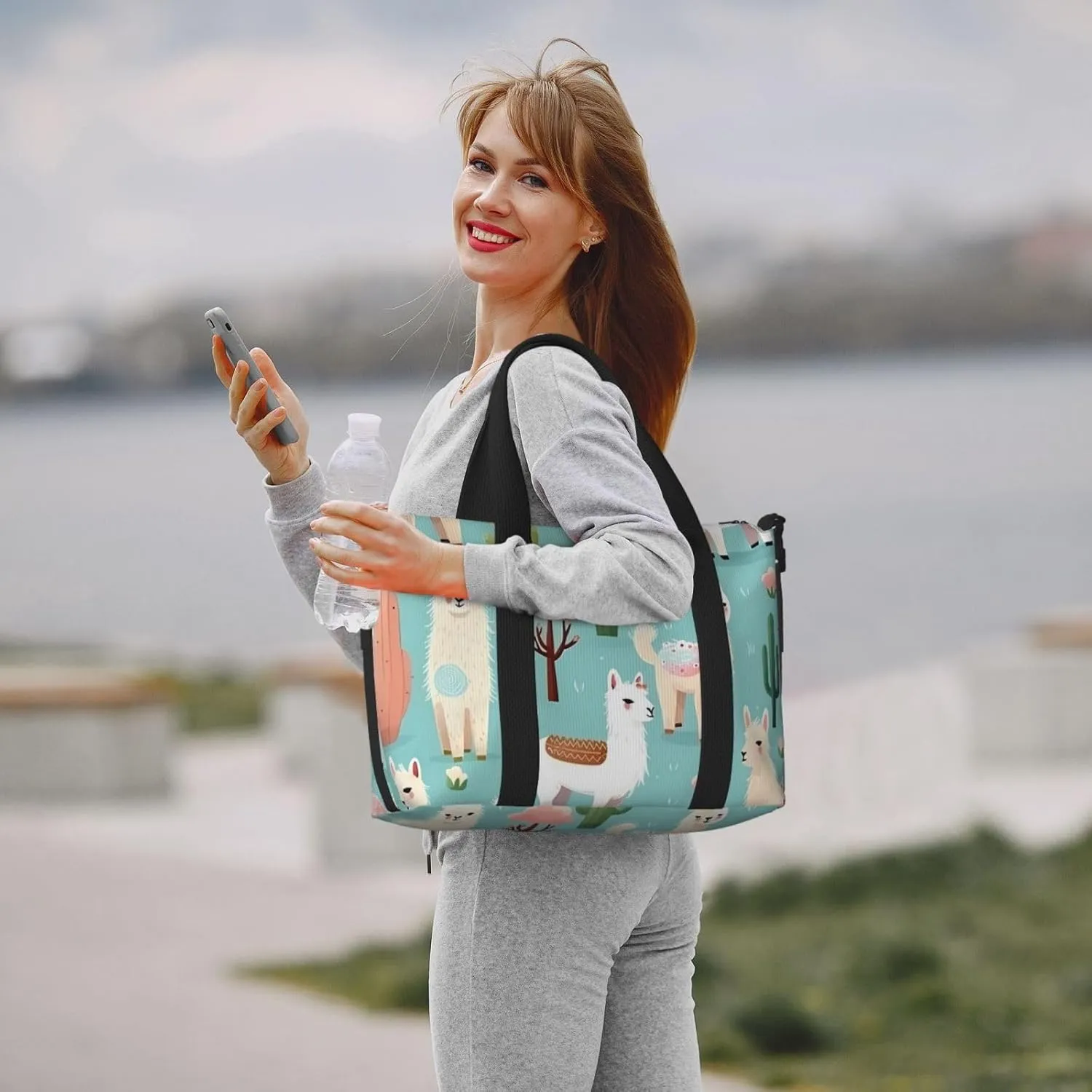 Travel Duffle Bag Cute Alpaca Llama Animal Cactus Weekender Overnight Bags Luggage Bag for Women Men Waterproof Sports Gym Bag Hand Bag with Shoulder Strap