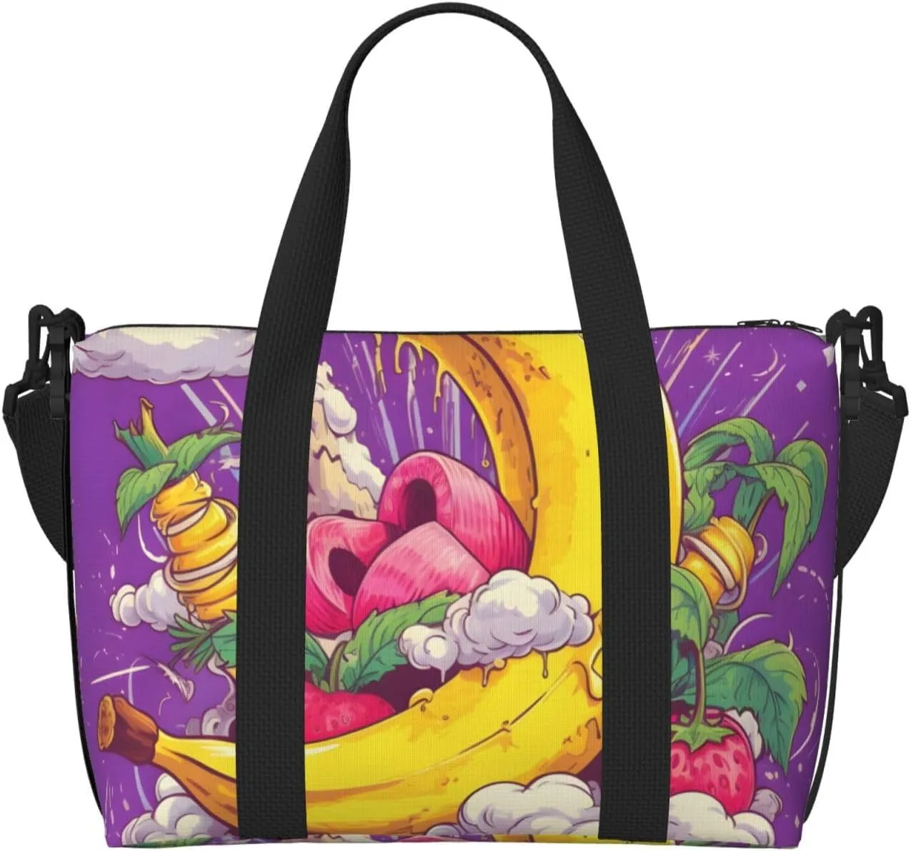 Travel Duffle Bag Cute Banana Fruit Theme Weekender Overnight Bags Luggage Bag for Women Men Waterproof Sports Gym Bag Hand Bag with Shoulder Strap