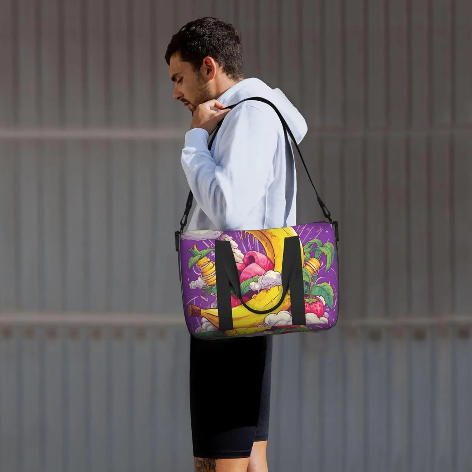 Travel Duffle Bag Cute Banana Fruit Theme Weekender Overnight Bags Luggage Bag for Women Men Waterproof Sports Gym Bag Hand Bag with Shoulder Strap