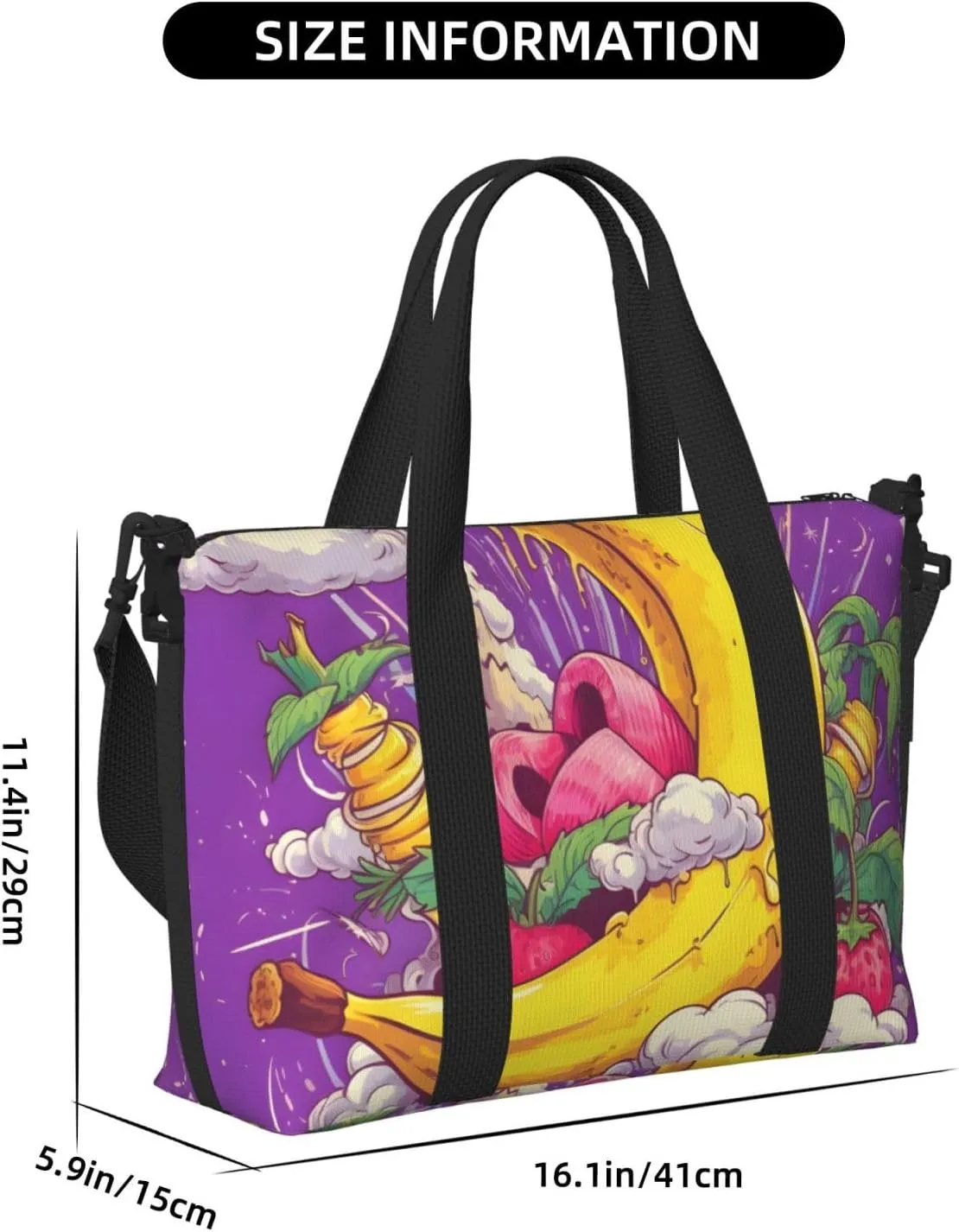 Travel Duffle Bag Cute Banana Fruit Theme Weekender Overnight Bags Luggage Bag for Women Men Waterproof Sports Gym Bag Hand Bag with Shoulder Strap