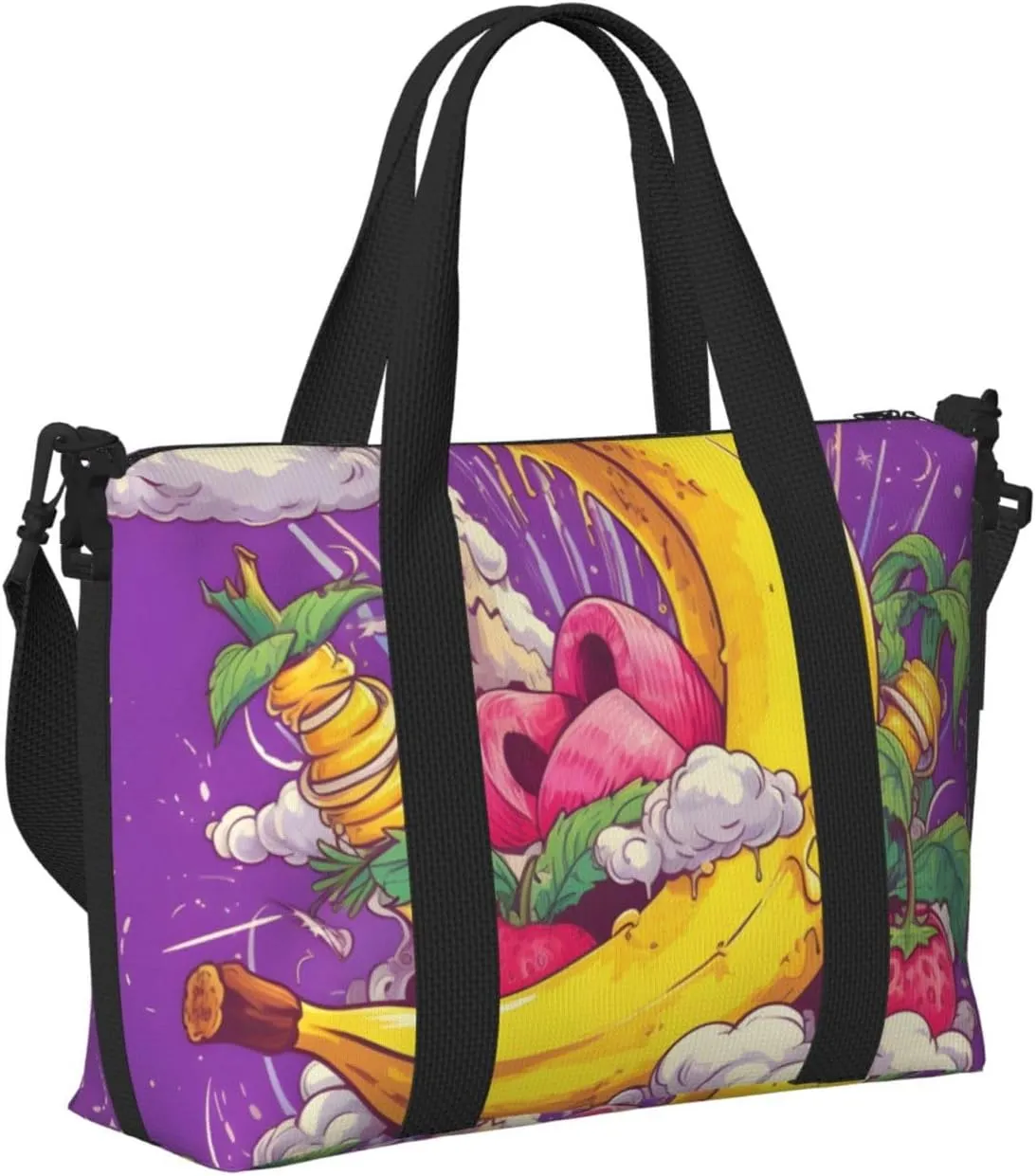 Travel Duffle Bag Cute Banana Fruit Theme Weekender Overnight Bags Luggage Bag for Women Men Waterproof Sports Gym Bag Hand Bag with Shoulder Strap