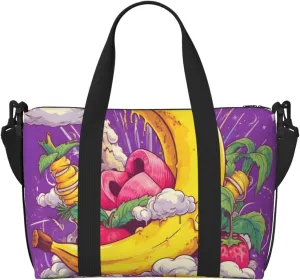 Travel Duffle Bag Cute Banana Fruit Theme Weekender Overnight Bags Luggage Bag for Women Men Waterproof Sports Gym Bag Hand Bag with Shoulder Strap