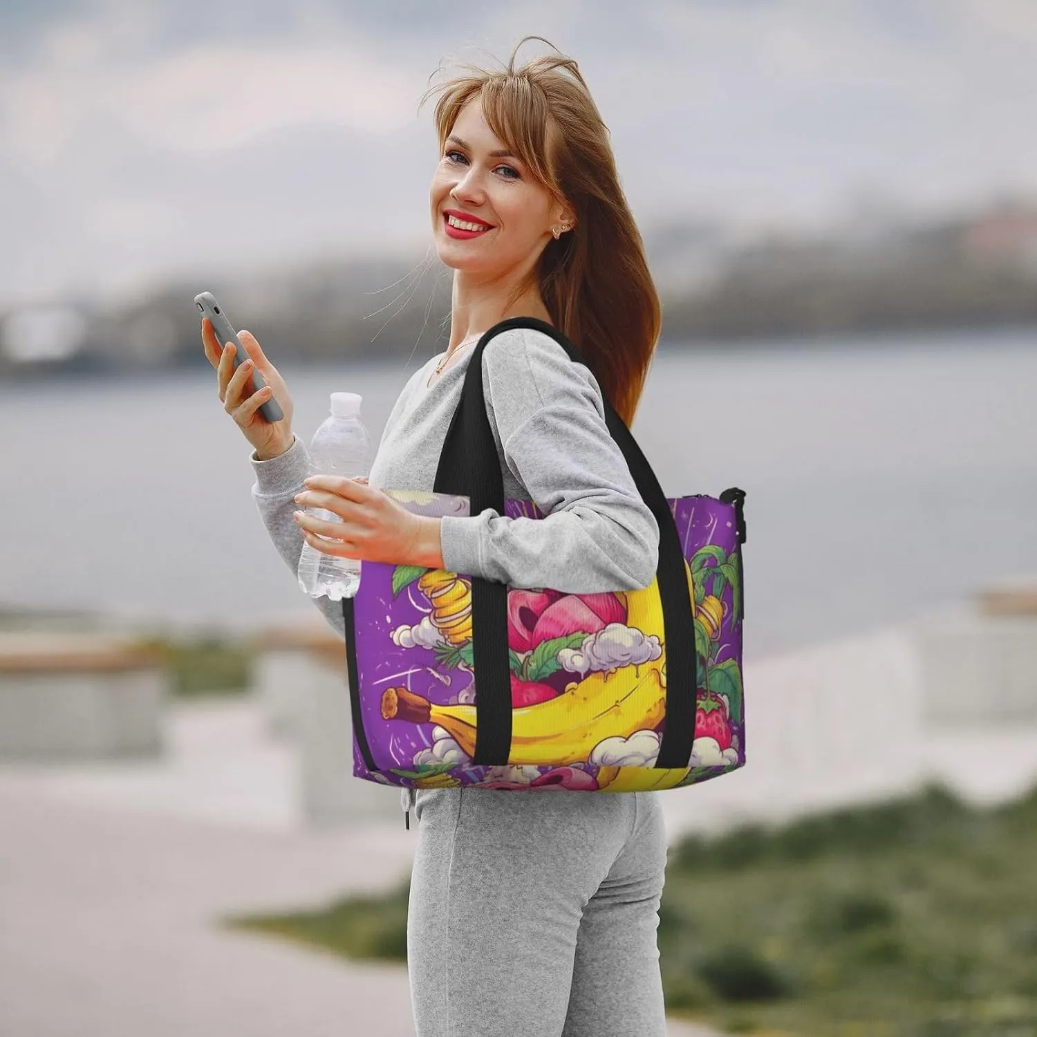 Travel Duffle Bag Cute Banana Fruit Theme Weekender Overnight Bags Luggage Bag for Women Men Waterproof Sports Gym Bag Hand Bag with Shoulder Strap