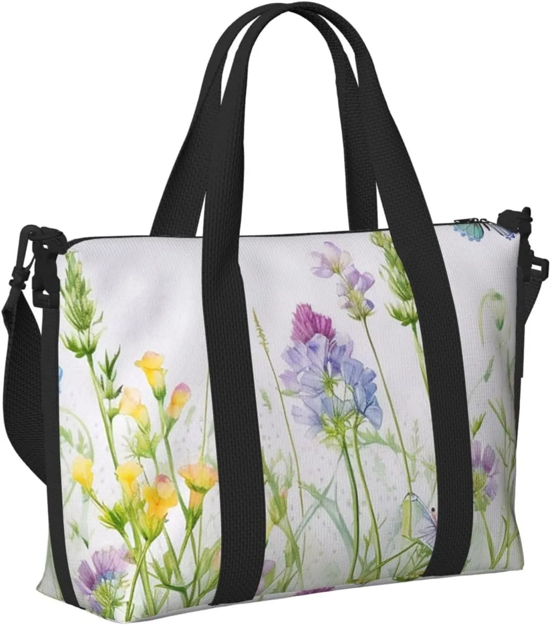 Travel Duffle Bag Cute Butterfly Flower Floral Weekender Overnight Bags Luggage Bag for Women Men Waterproof Sports Gym Bag Hand Bag with Shoulder Strap