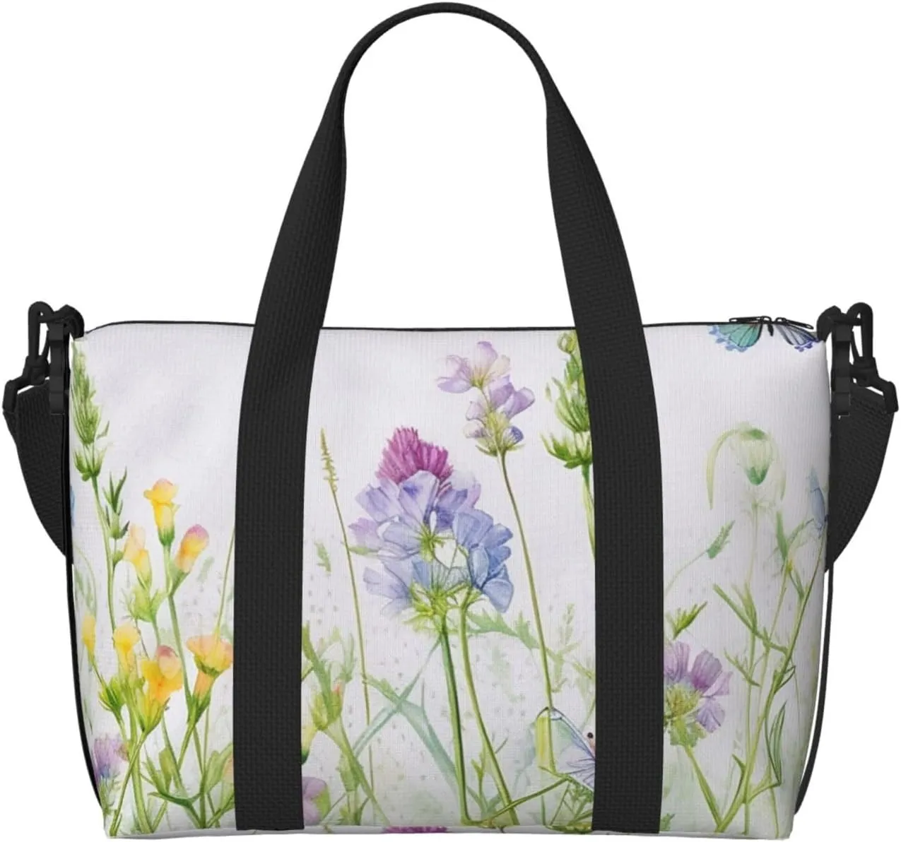 Travel Duffle Bag Cute Butterfly Flower Floral Weekender Overnight Bags Luggage Bag for Women Men Waterproof Sports Gym Bag Hand Bag with Shoulder Strap