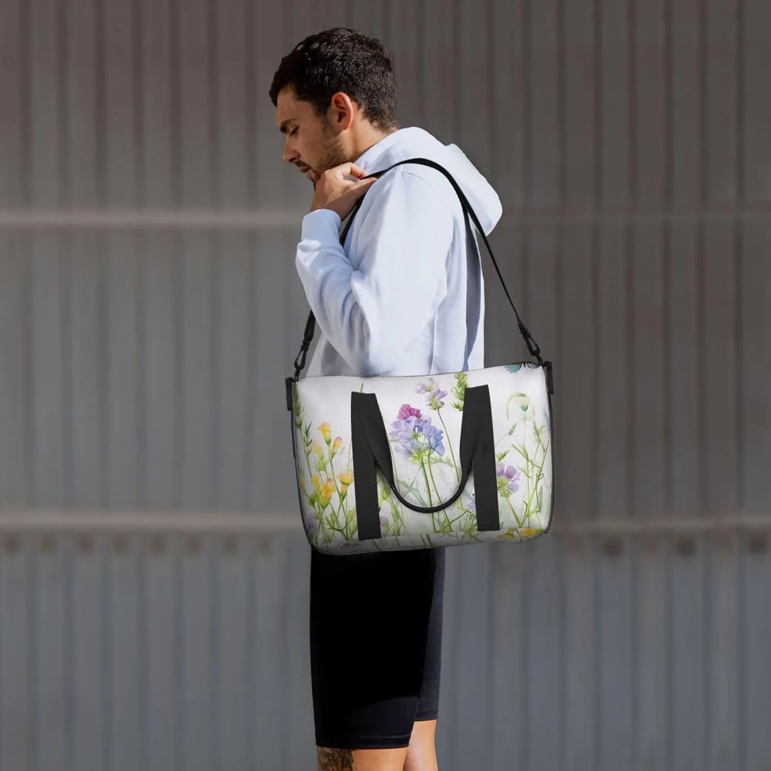Travel Duffle Bag Cute Butterfly Flower Floral Weekender Overnight Bags Luggage Bag for Women Men Waterproof Sports Gym Bag Hand Bag with Shoulder Strap