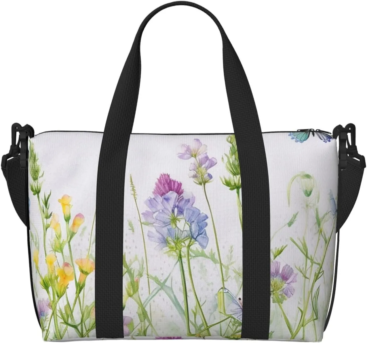Travel Duffle Bag Cute Butterfly Flower Floral Weekender Overnight Bags Luggage Bag for Women Men Waterproof Sports Gym Bag Hand Bag with Shoulder Strap