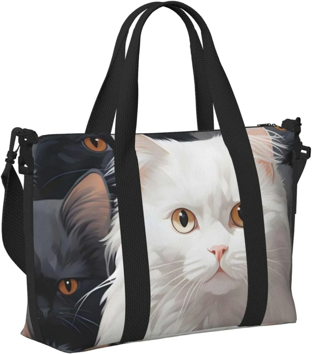 Travel Duffle Bag Cute Kitten White Cat Weekender Overnight Bags Luggage Bag for Women Men Waterproof Sports Gym Bag Hand Bag with Shoulder Strap
