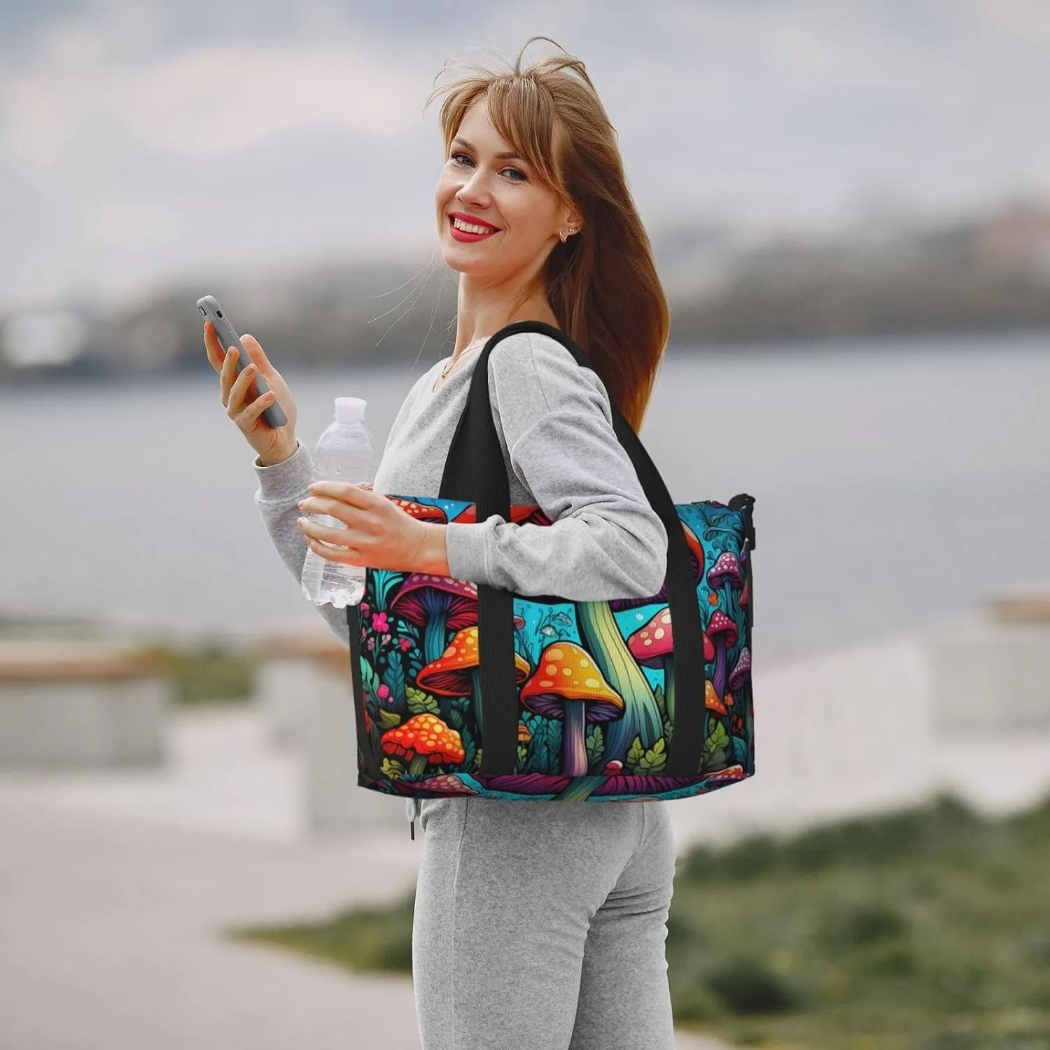 Travel Duffle Bag Fantasy Mushroom Weekender Overnight Bags Luggage Bag for Women Men Waterproof Sports Gym Bag Hand Bag with Shoulder Strap
