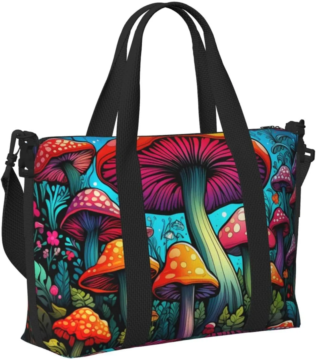 Travel Duffle Bag Fantasy Mushroom Weekender Overnight Bags Luggage Bag for Women Men Waterproof Sports Gym Bag Hand Bag with Shoulder Strap