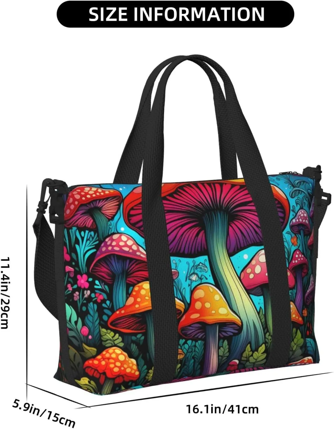 Travel Duffle Bag Fantasy Mushroom Weekender Overnight Bags Luggage Bag for Women Men Waterproof Sports Gym Bag Hand Bag with Shoulder Strap