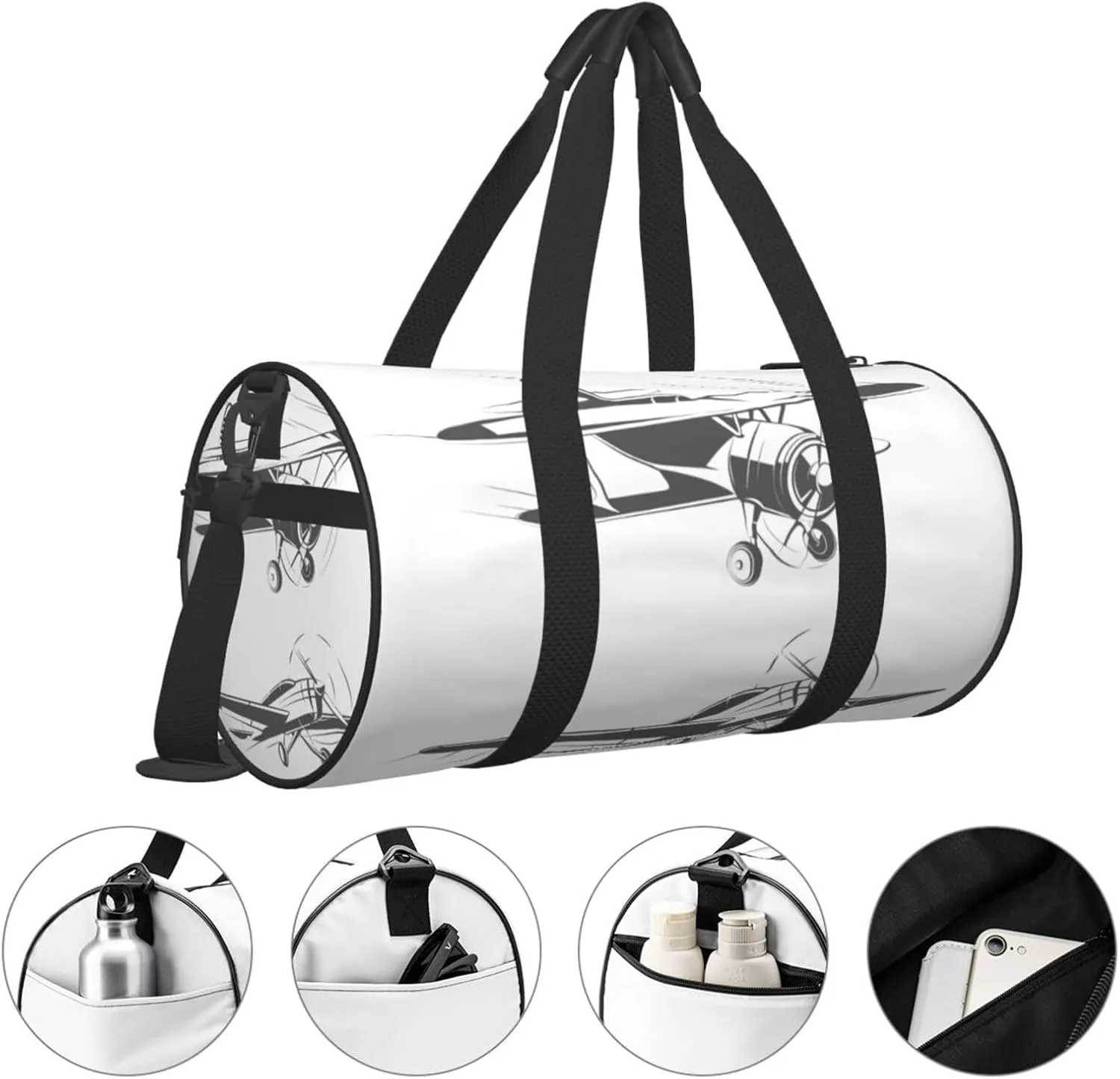 Travel Duffle Bag for Men Women, Plane Aircrafts Airplane Duffle Bags for Sport Gym Overnight Luggage