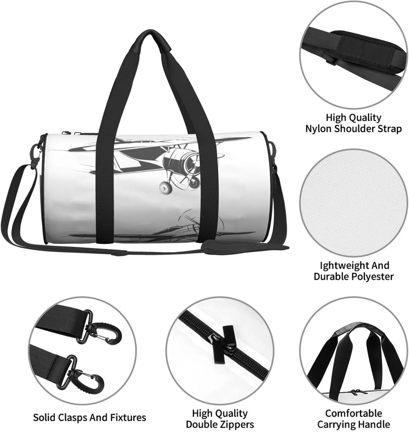 Travel Duffle Bag for Men Women, Plane Aircrafts Airplane Duffle Bags for Sport Gym Overnight Luggage