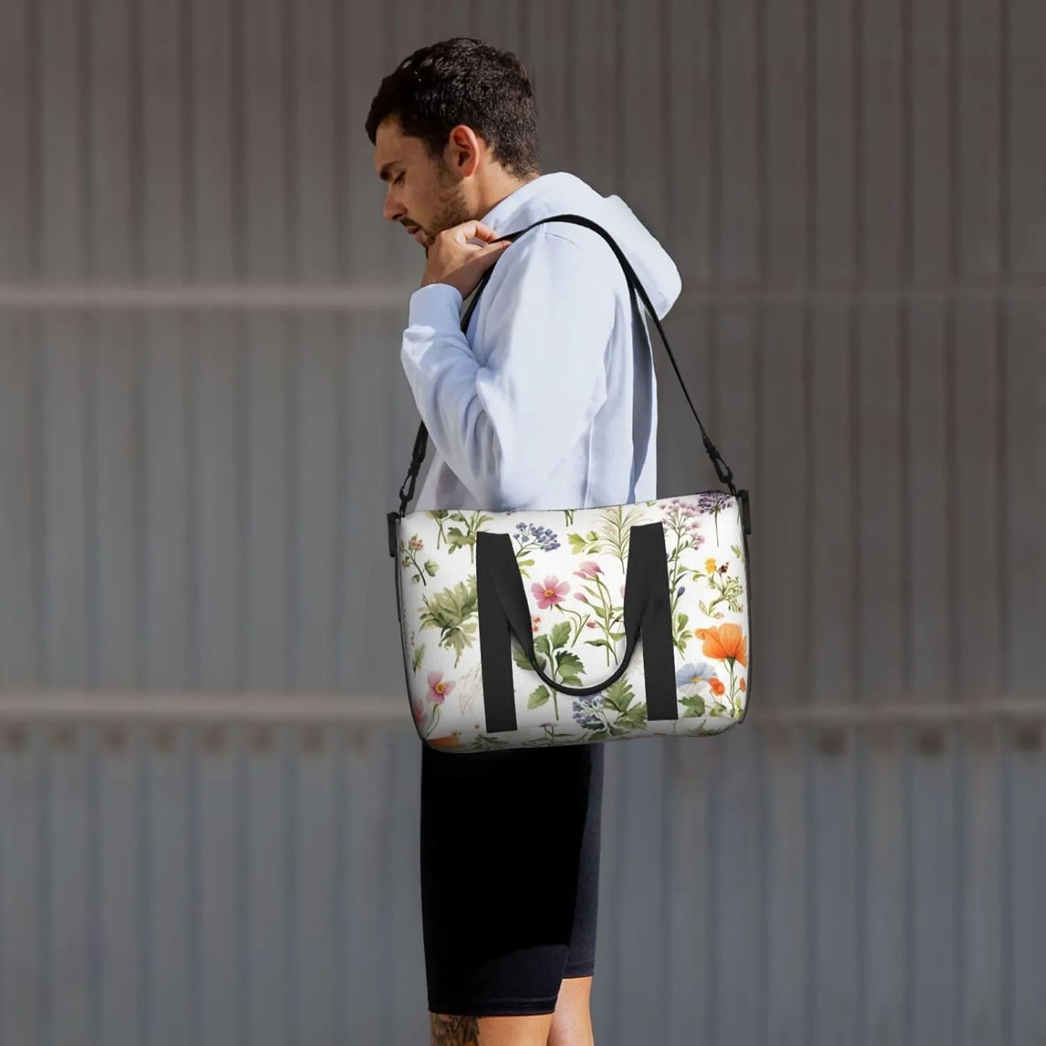 Travel Duffle Bag Lavender Daisy Flower Weekender Overnight Bags Luggage Bag for Women Men Waterproof Sports Gym Bag Hand Bag with Shoulder Strap